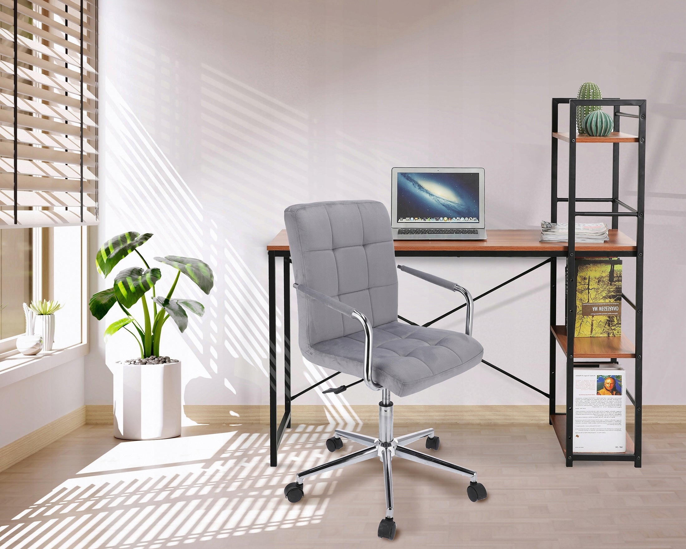 Office Chair on Wheels SWIVEL for Office Quilted QUATRO Grey JUMIhome Kind ergonomic