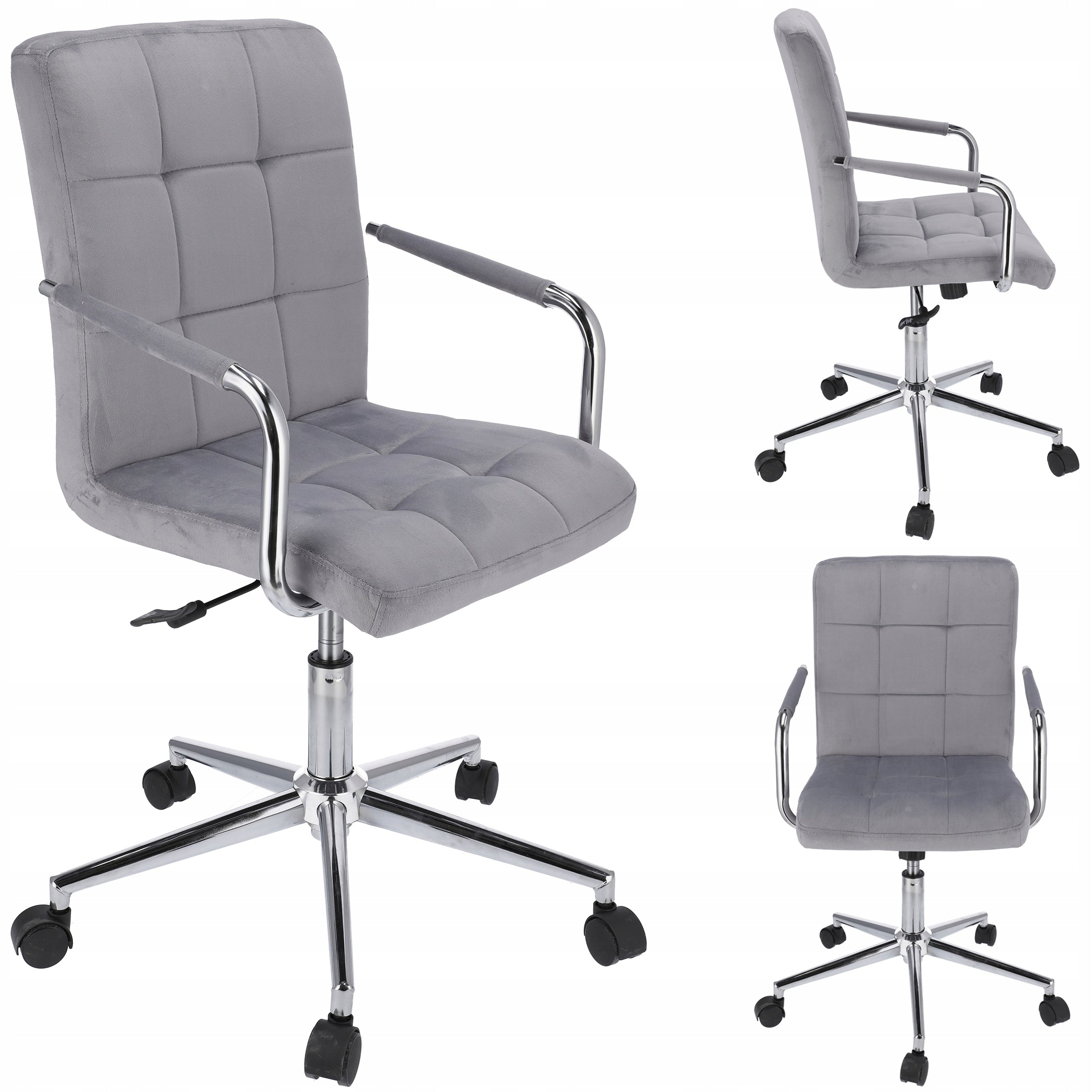 Office Chair on Wheels SWIVEL for Office Quilted QUATRO Grey JUMIhome