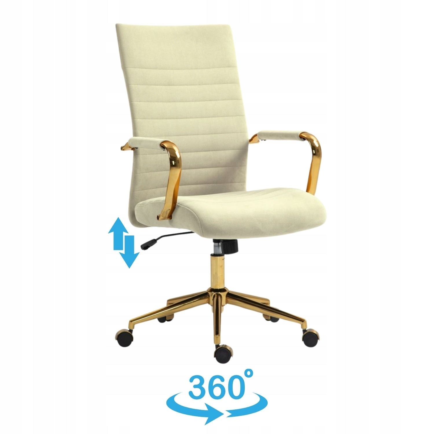 Office Computer Swivel Chair Gold Upholstered Beige Velvet VIRPO Brand MONOVO