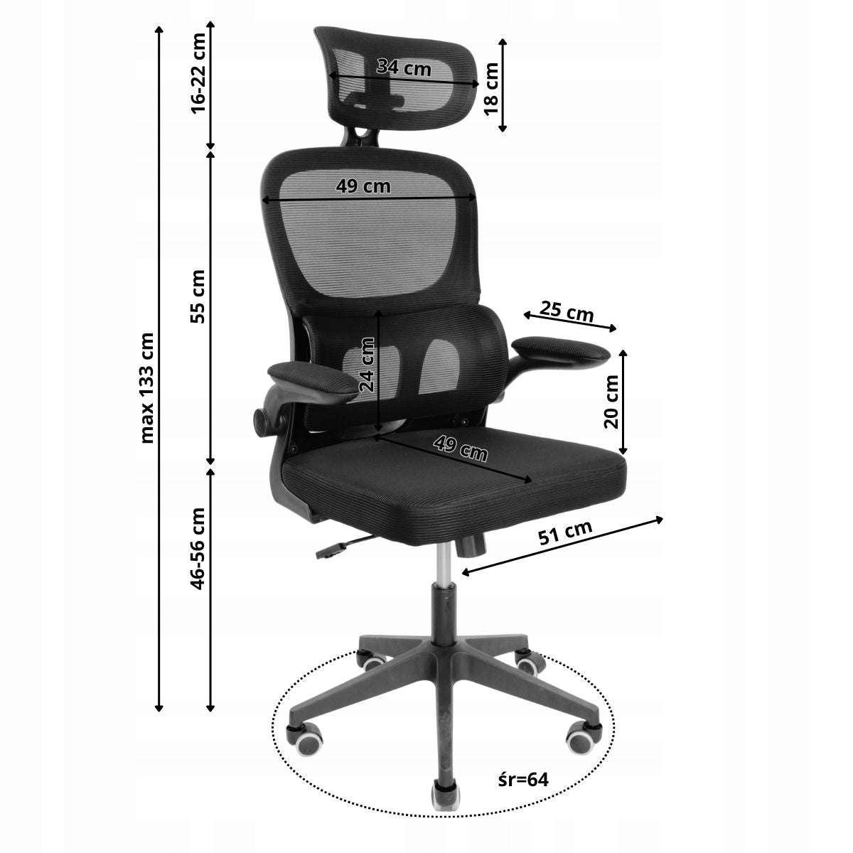 Office Desk Chair Black Elegant Swivel Comfortable Mesh L069 Packaging status original