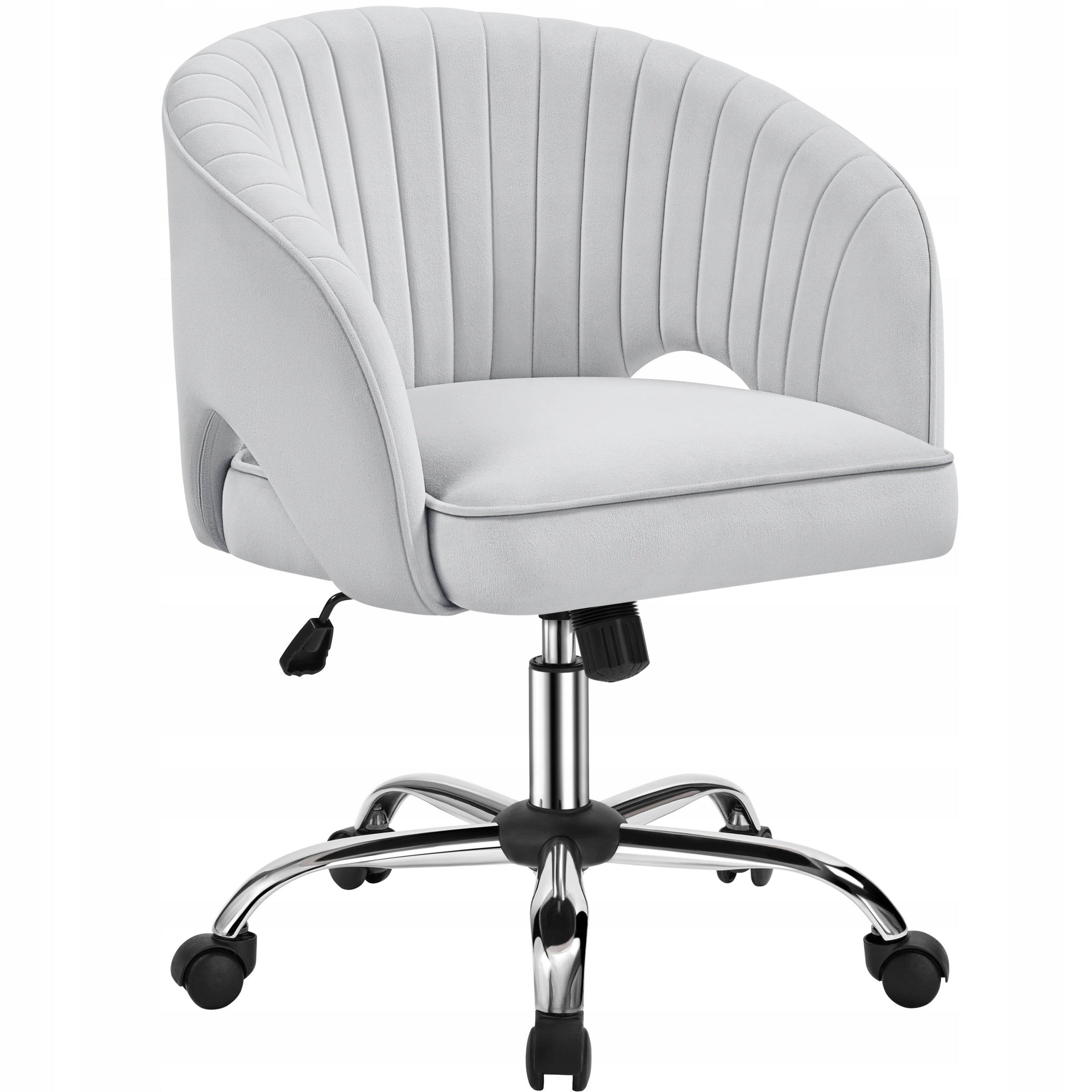 Office Dressing Table Chair with Quilted Backrest, On Wheels, Light Grey