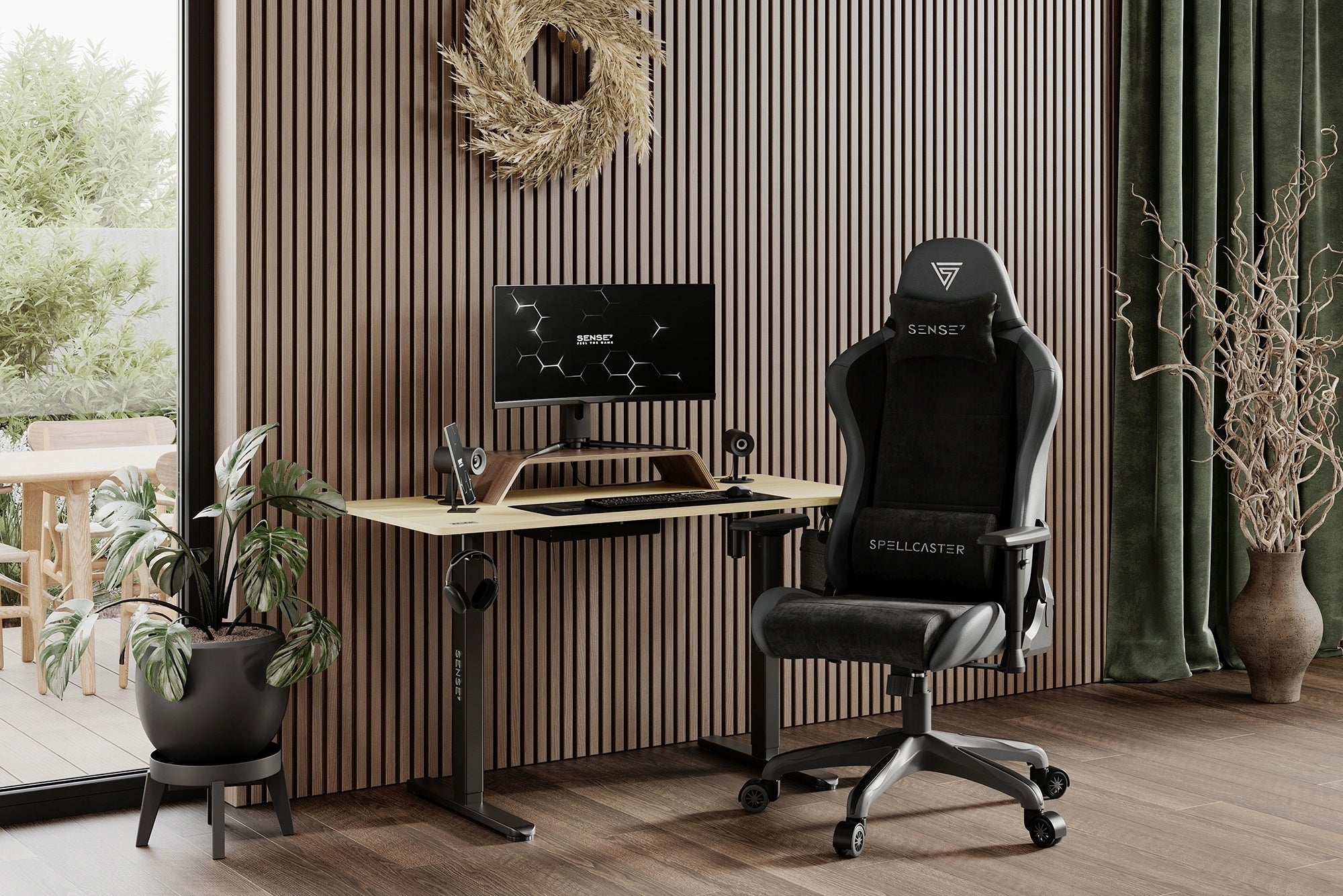 Office Gaming Chair Adjustable Alcantara Material + Sense7 Packaging status original