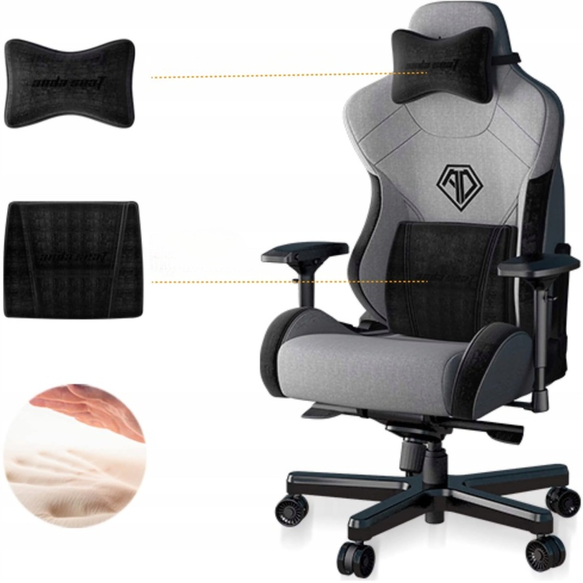 Office Gaming Chair Anda Seat T-Pro 2 XL Grey Swivel Material Furniture height 146 cm
