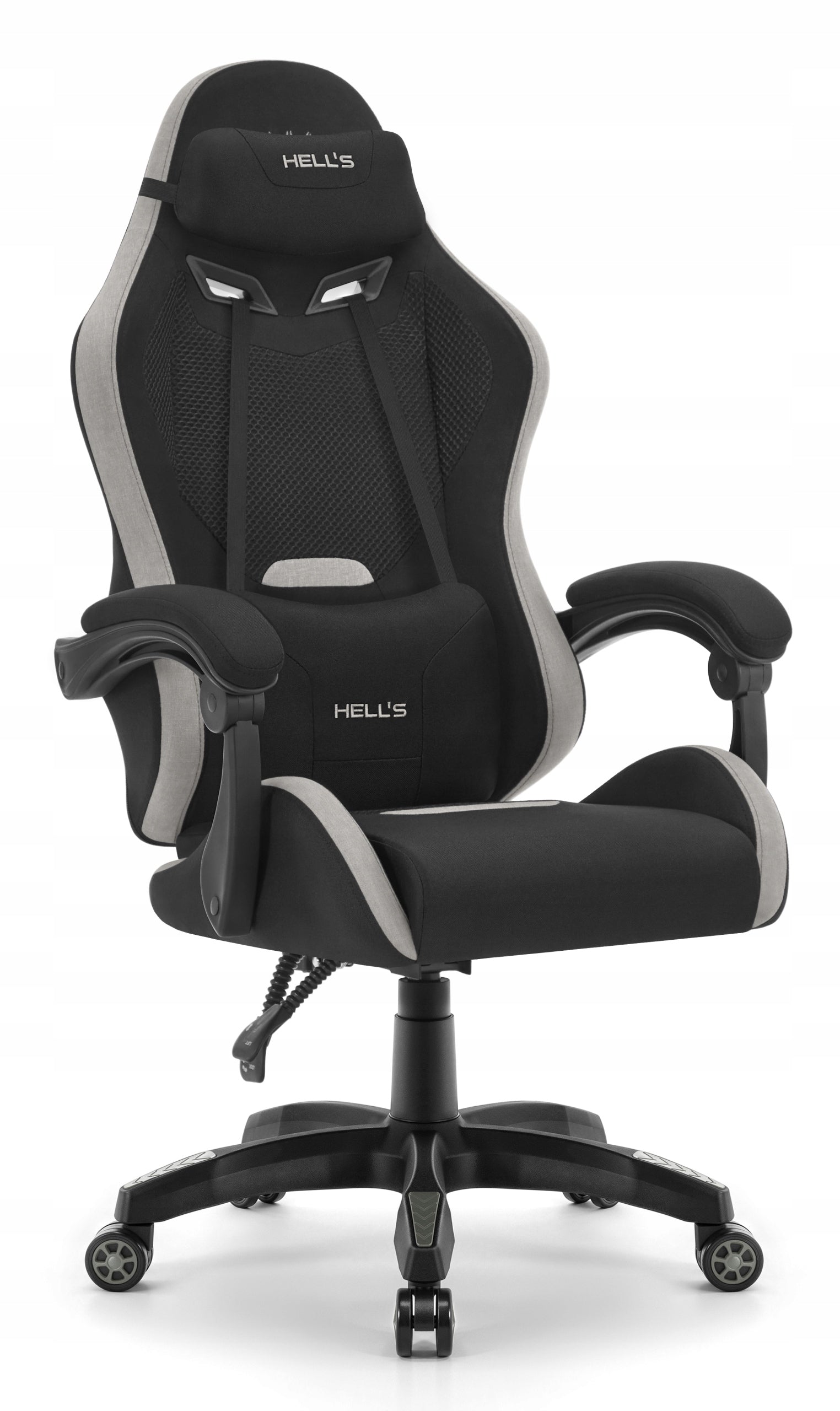 Office Gaming Chair Hell's Chair HC-1012 Black Grey Suede Fabric Brand HELL'S CHAIR