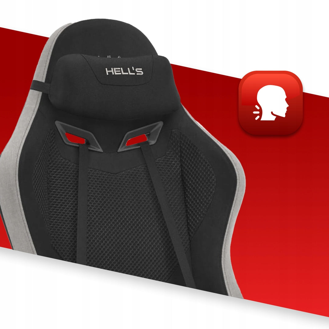 Office Gaming Chair Hell's Chair HC-1012 Black Grey Suede Fabric Furniture width 64 cm