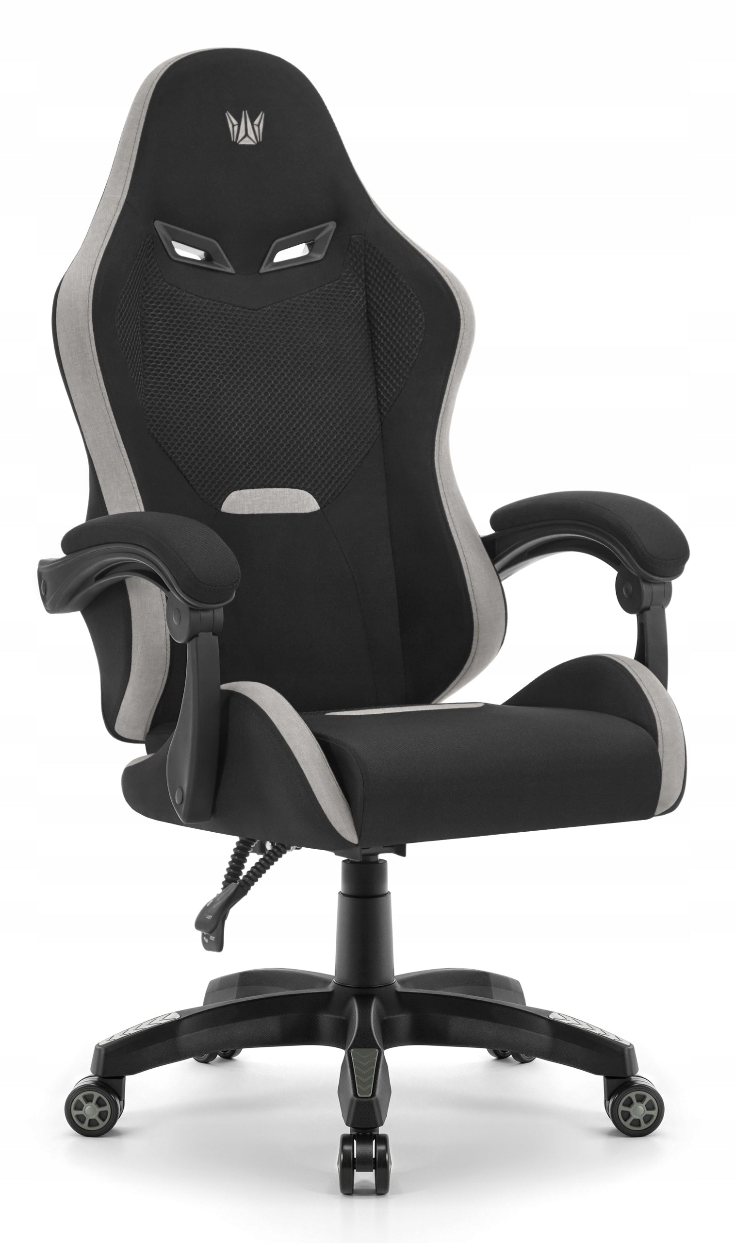 Office Gaming Chair Hell's Chair HC-1012 Black Grey Suede Fabric Model HC- 1012 Czarno- Szary Zamsz