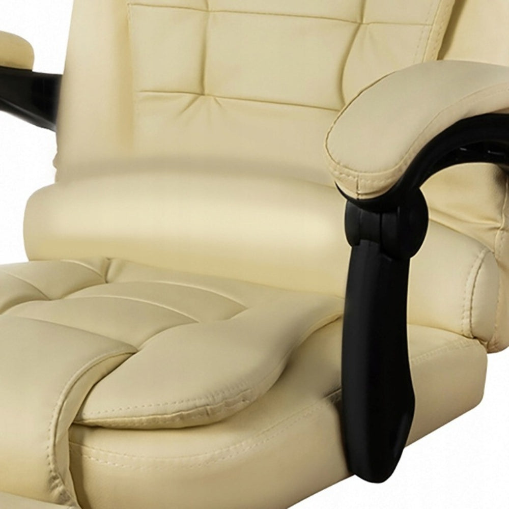 Office MASSAGE CHAIR SWIVEL BEIGE PU leather base CHROME + FOOTREST! Manufacturer code fOTEL 335