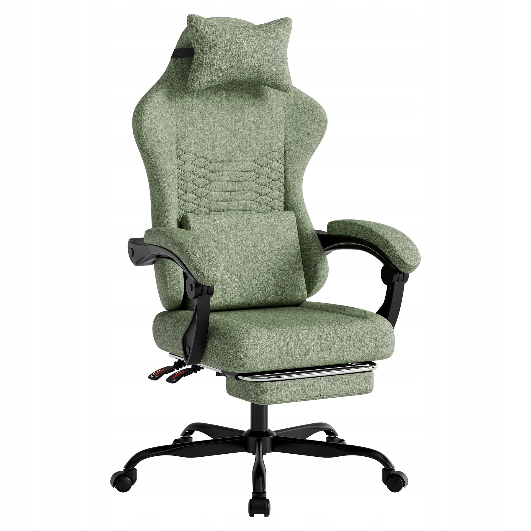 Office Material Gaming Chair with Massage Footrest Green
