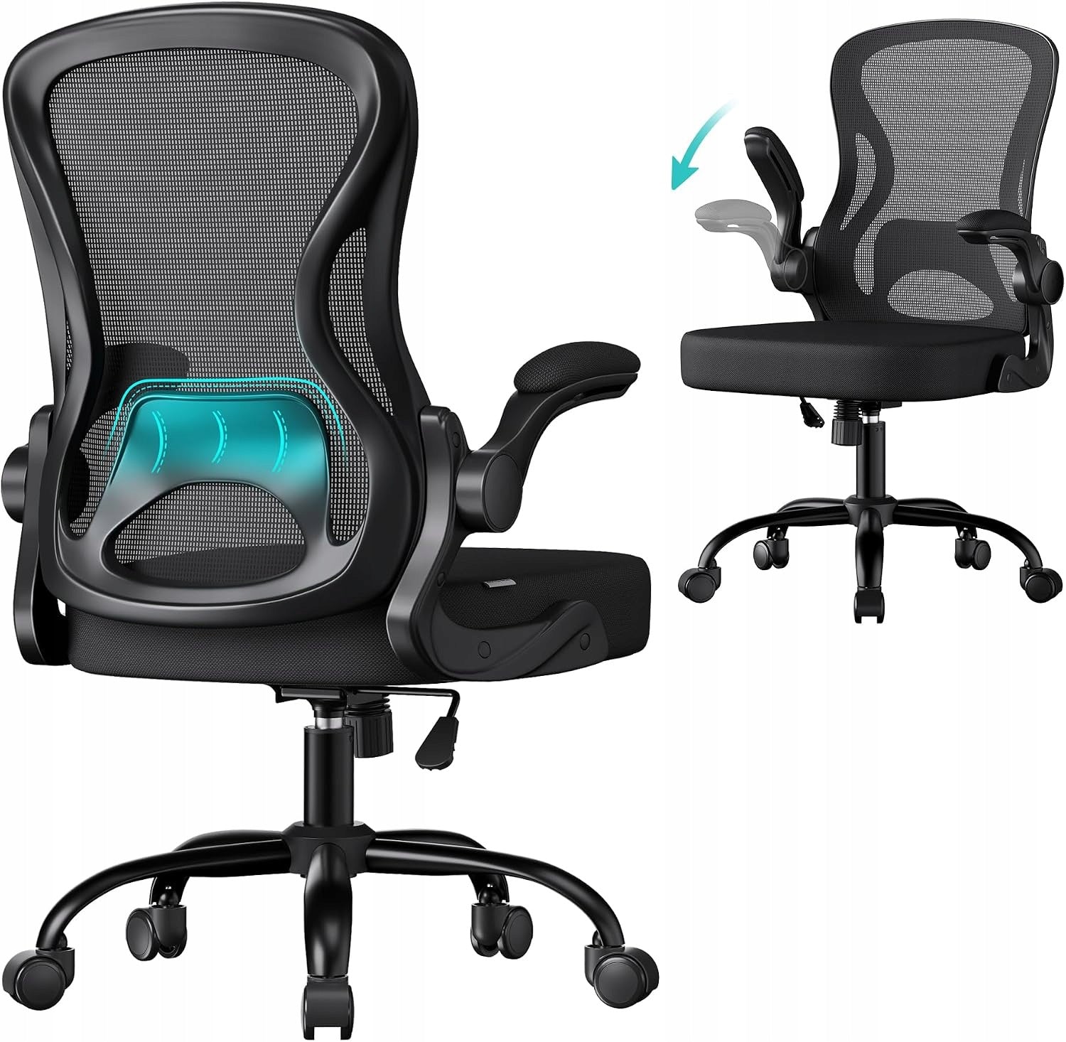 Office Swivel Chair Ergonomic Adjustable Black