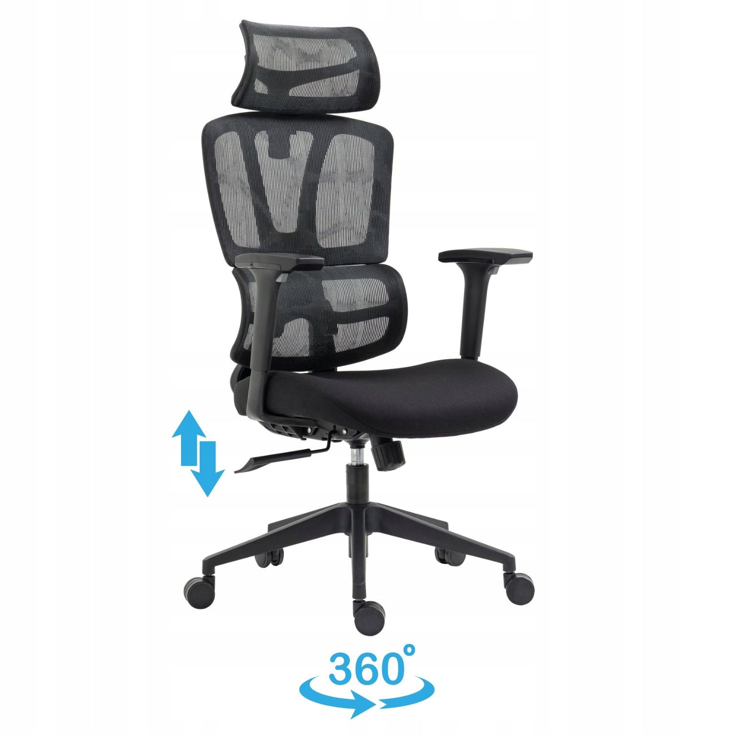 Office Swivel Chair for Computer Desk with Mesh Adjustable Black USHER Brand MONOVO