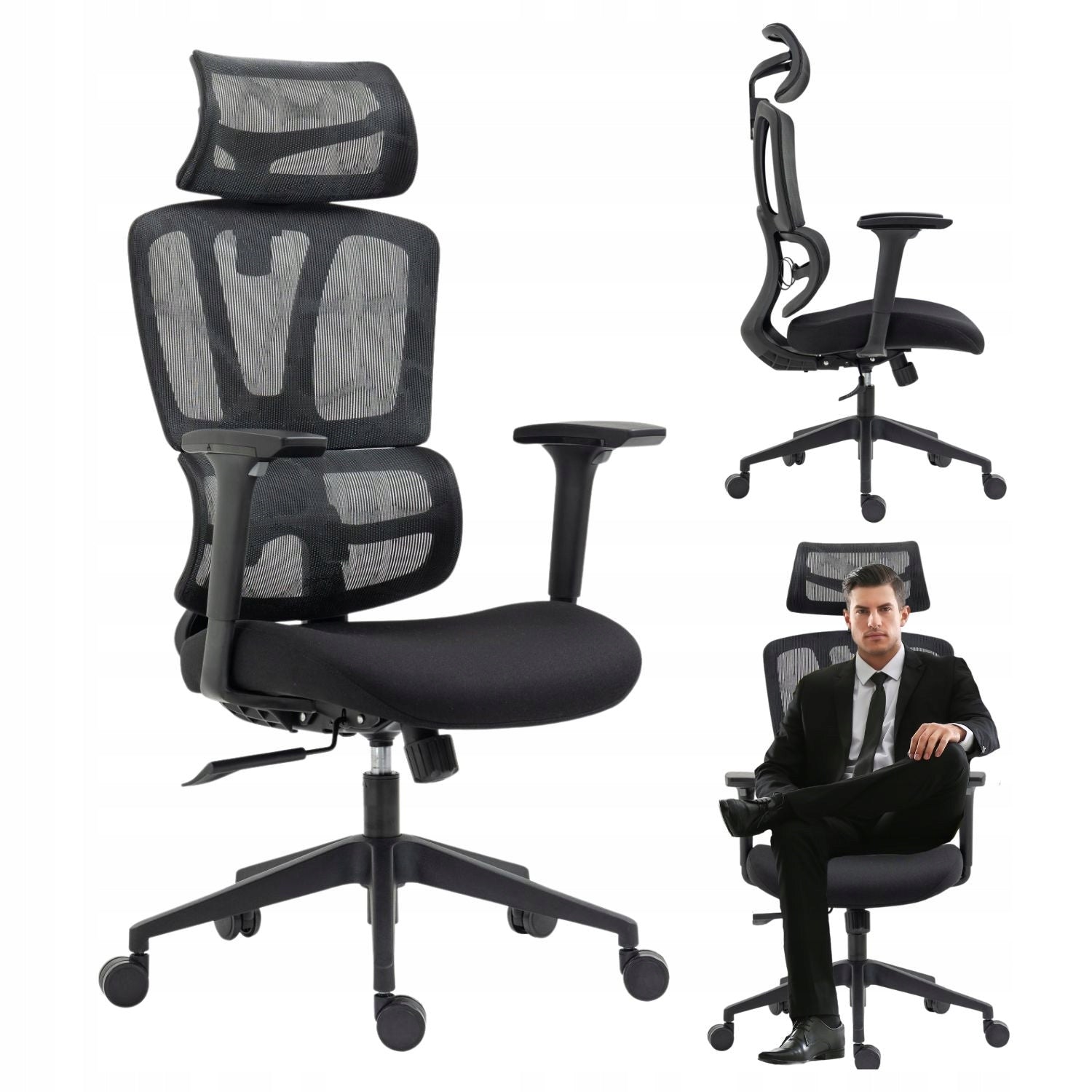Office Swivel Chair for Computer Desk with Mesh Adjustable Black USHER