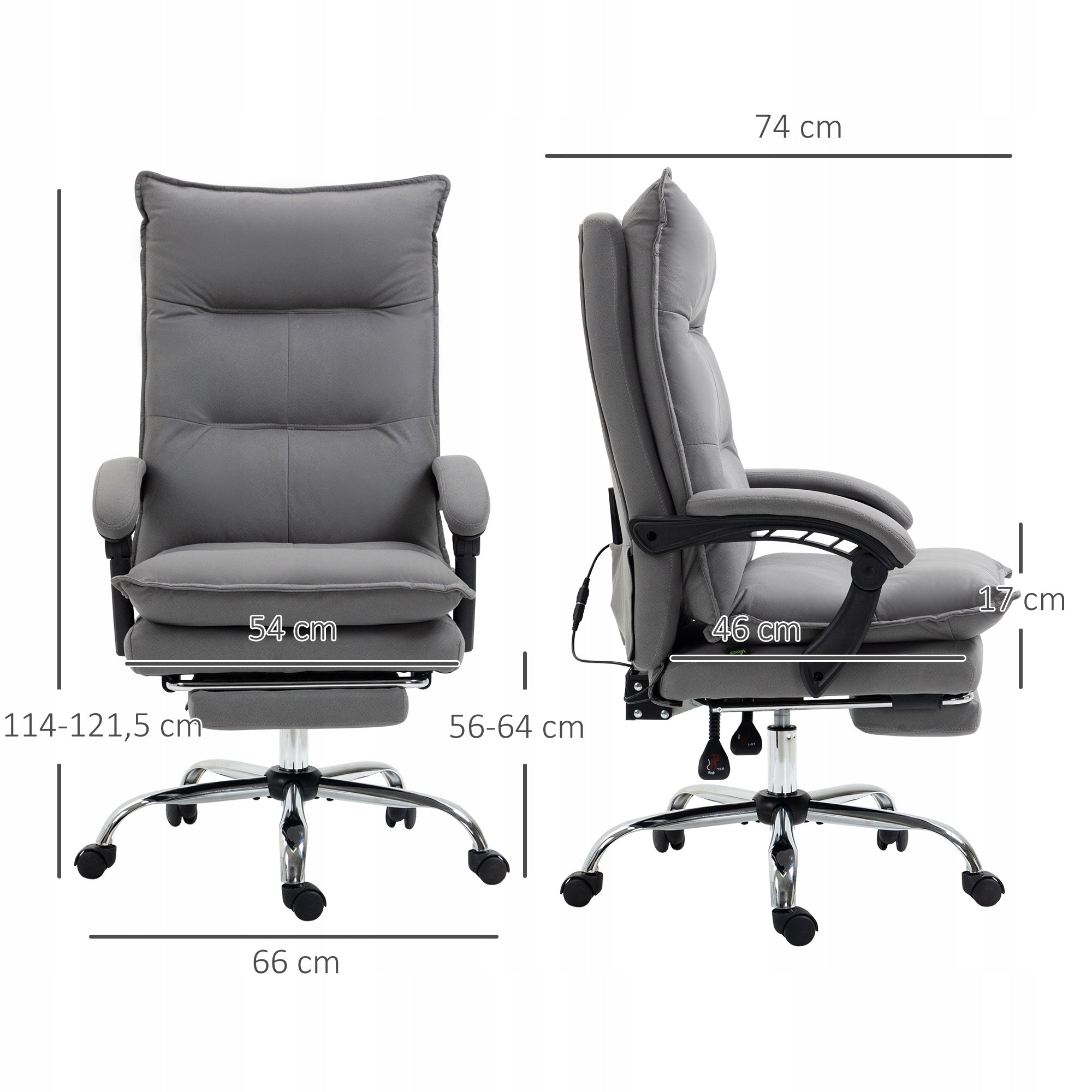 Office Swivel Chair with Massage and Heating Function, Comfortable, Grey Brand Vinsetto