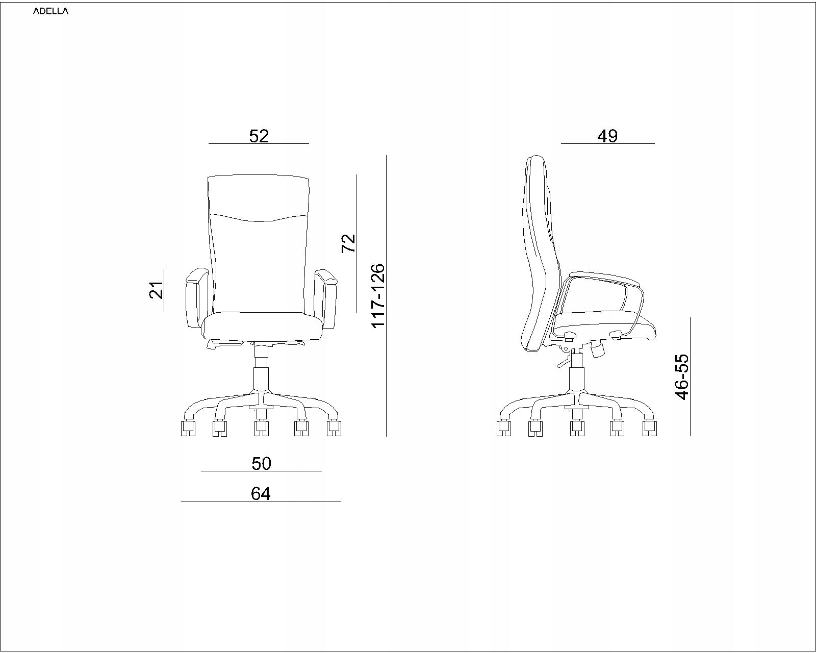 Office chair Adella HL black genuine leather swivel office chair Manufacturer code Adella