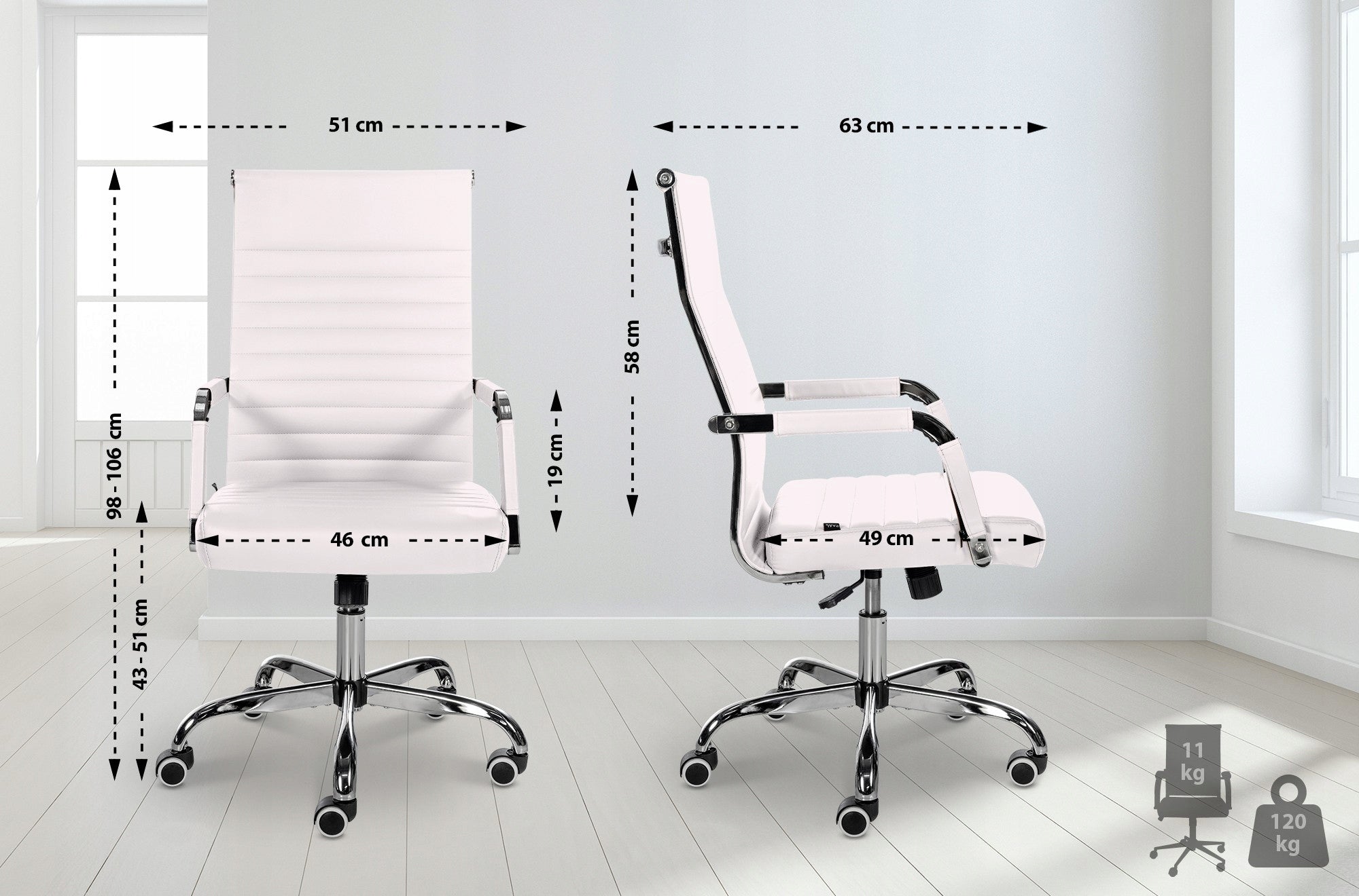 Office chair Amadora eco leather, white Packaging status original
