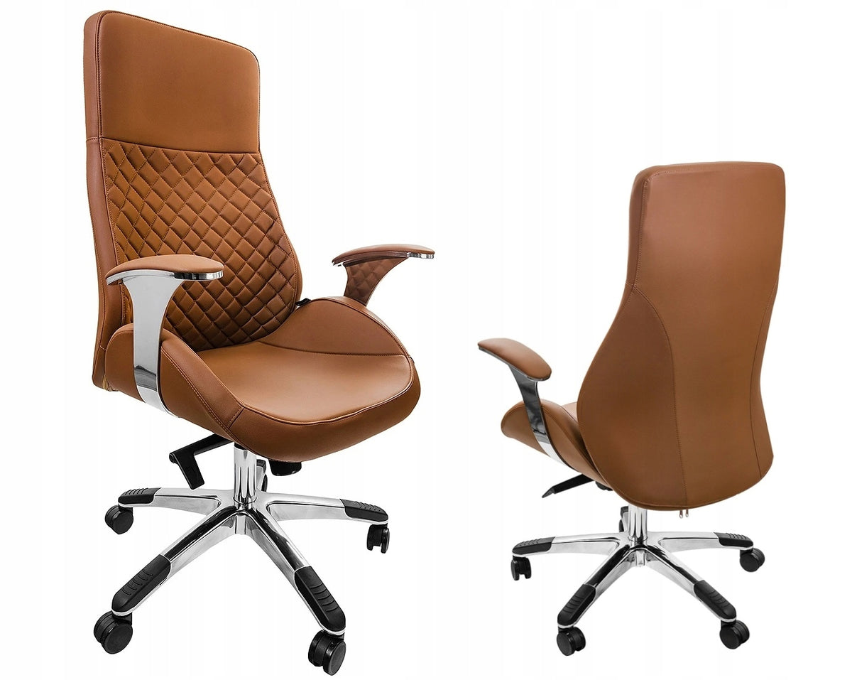 Office chair Atlas brown eco leather chrome cabinet