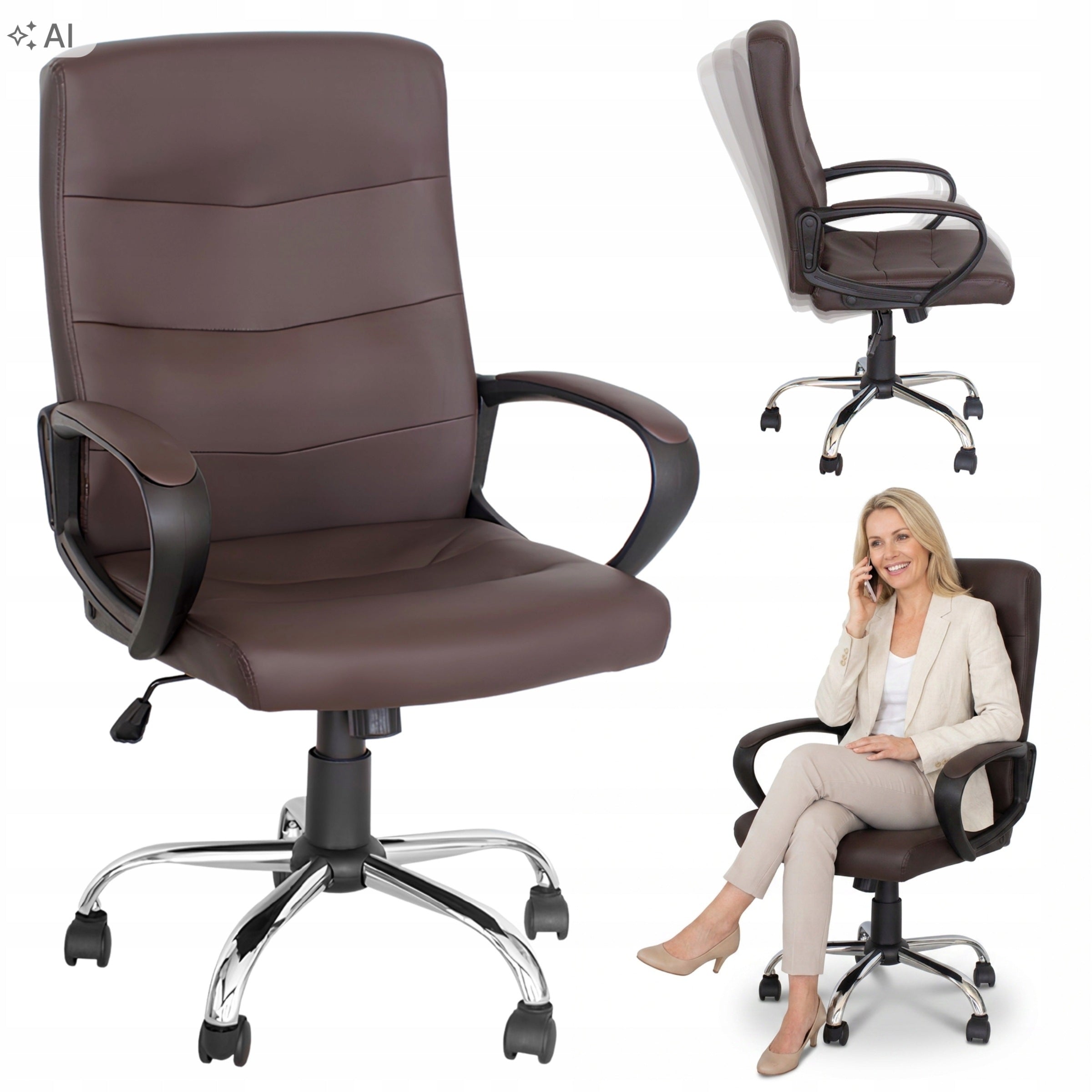 Office chair ECO-LEATHER swivel chair for desk BRONZE leather COMFORTABLE L211