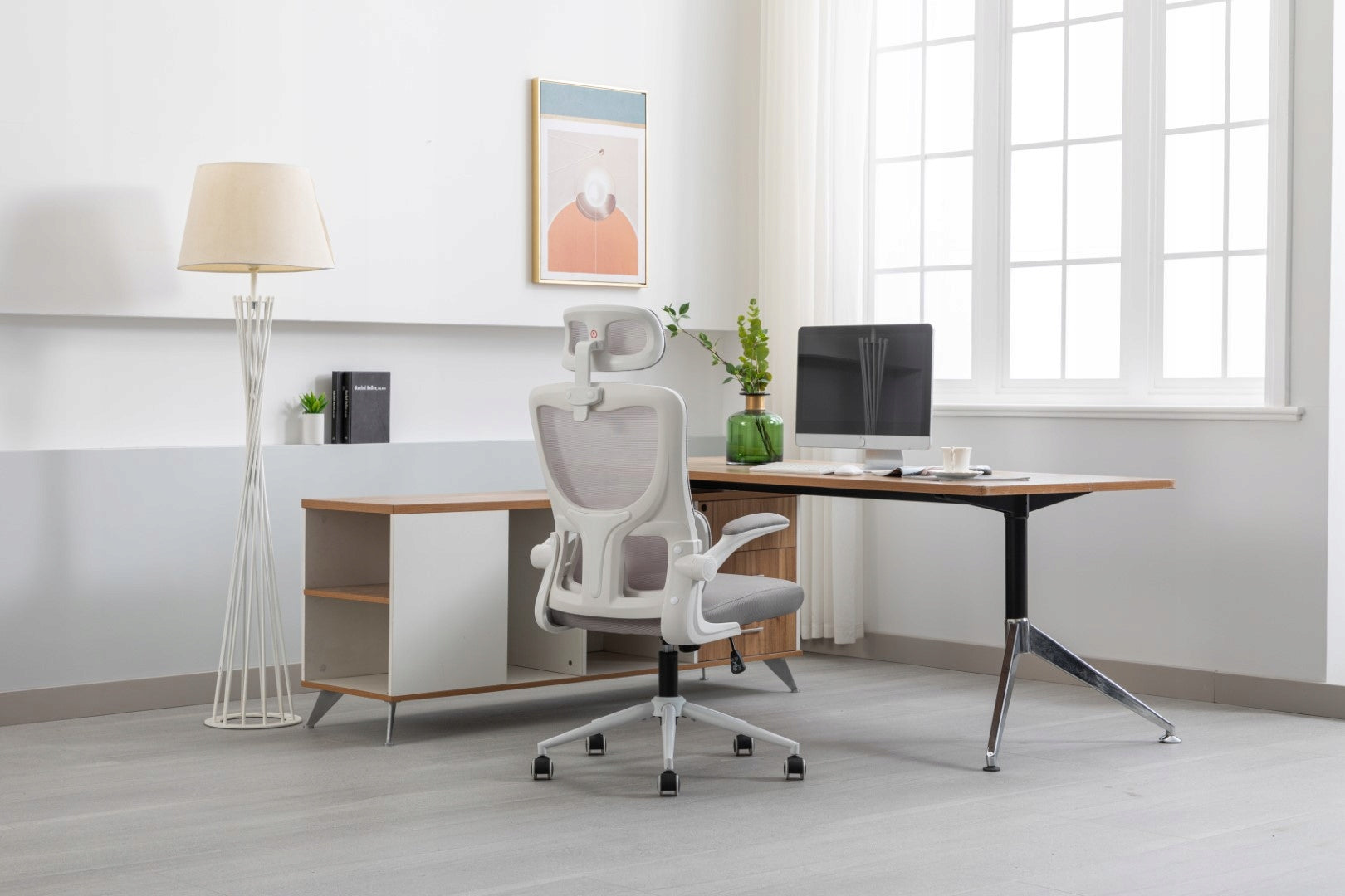 Office chair ERGONOMIC swivel MODERN for desk ZEO grey JUMIhome Brand Jumi