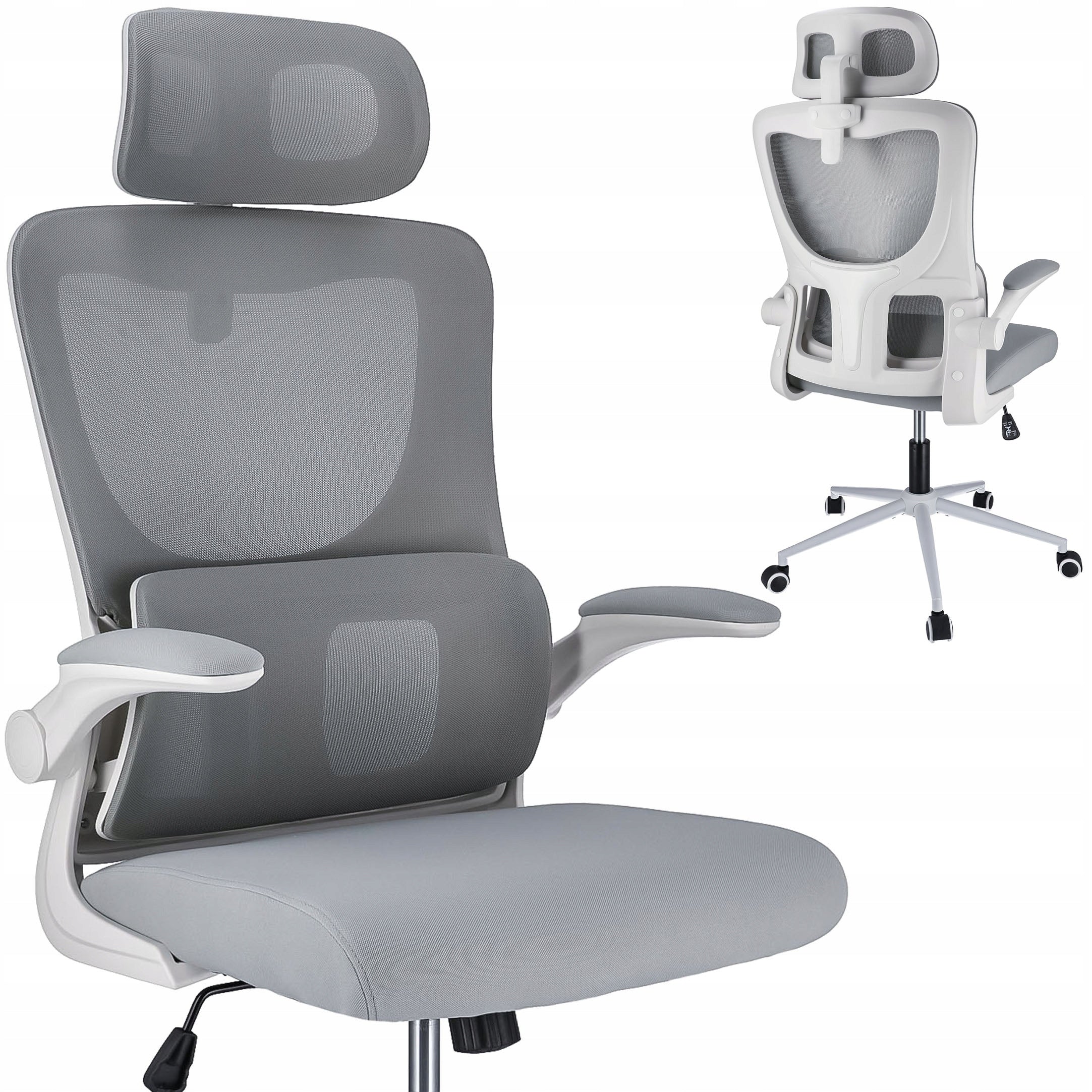 Office chair ERGONOMIC swivel MODERN for desk ZEO grey JUMIhome
