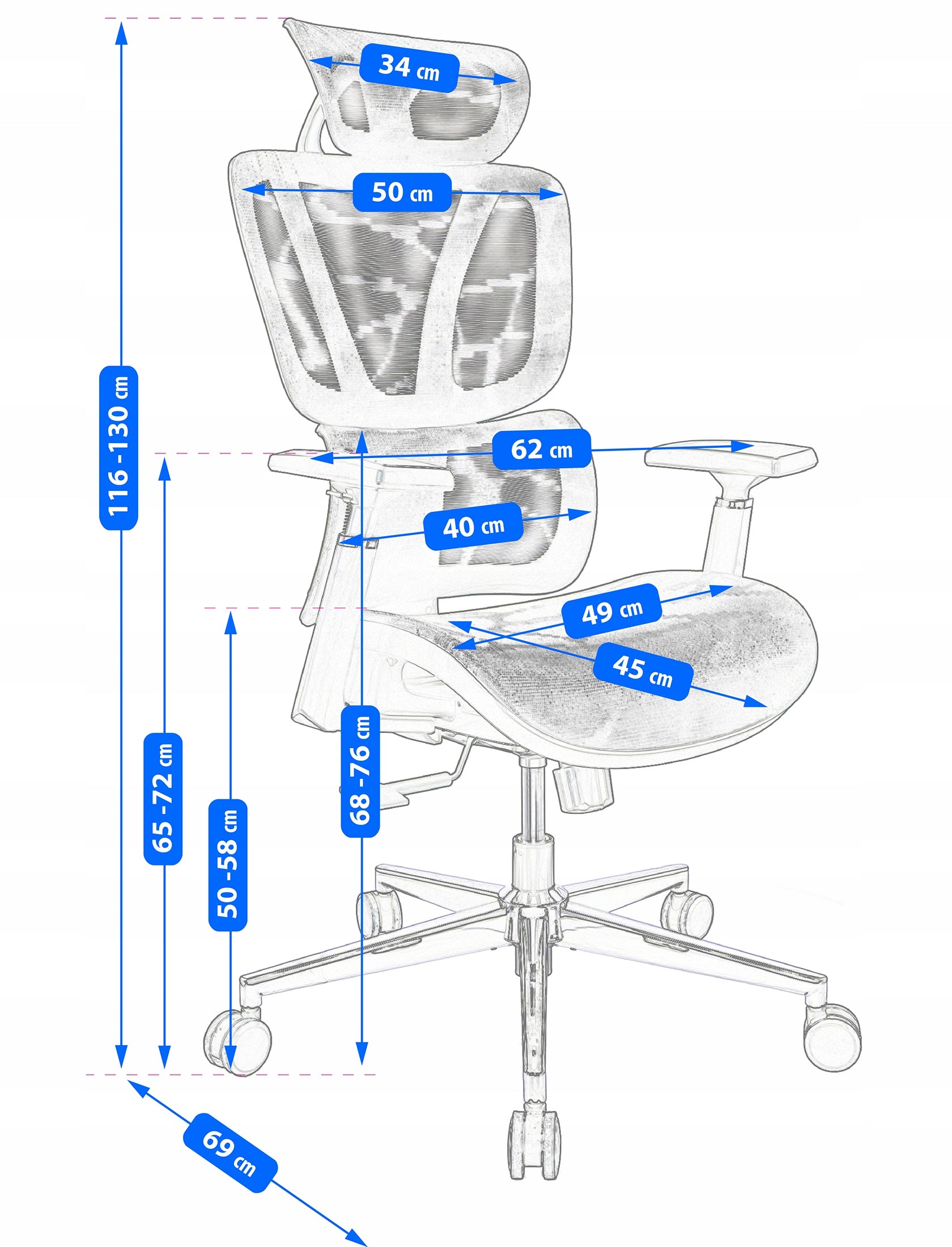 Office chair ERGONOMIC swivel adjustable CHAIR NEOVA grey JUMIhome Brand Jumi