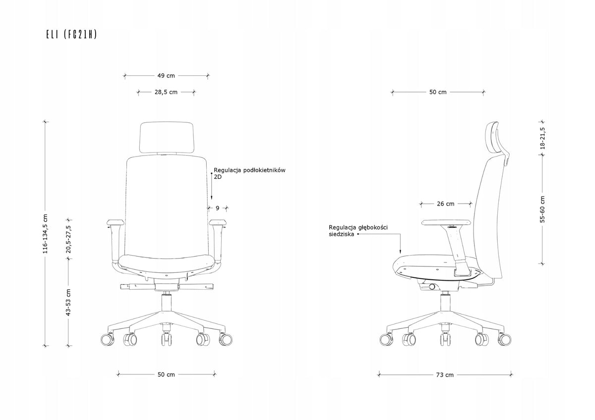Office chair Eli blue eco-leather synchrony mechanism Manufacturer code FC21H-BST323-019-20
