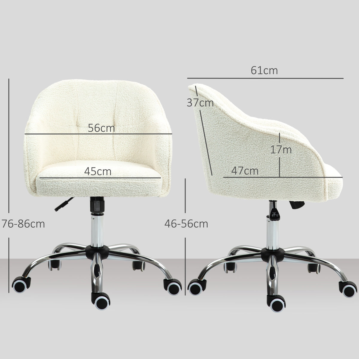 Office chair HOMCOM cream, with teddy bear fur, 56-86 cm high Brand Homcom