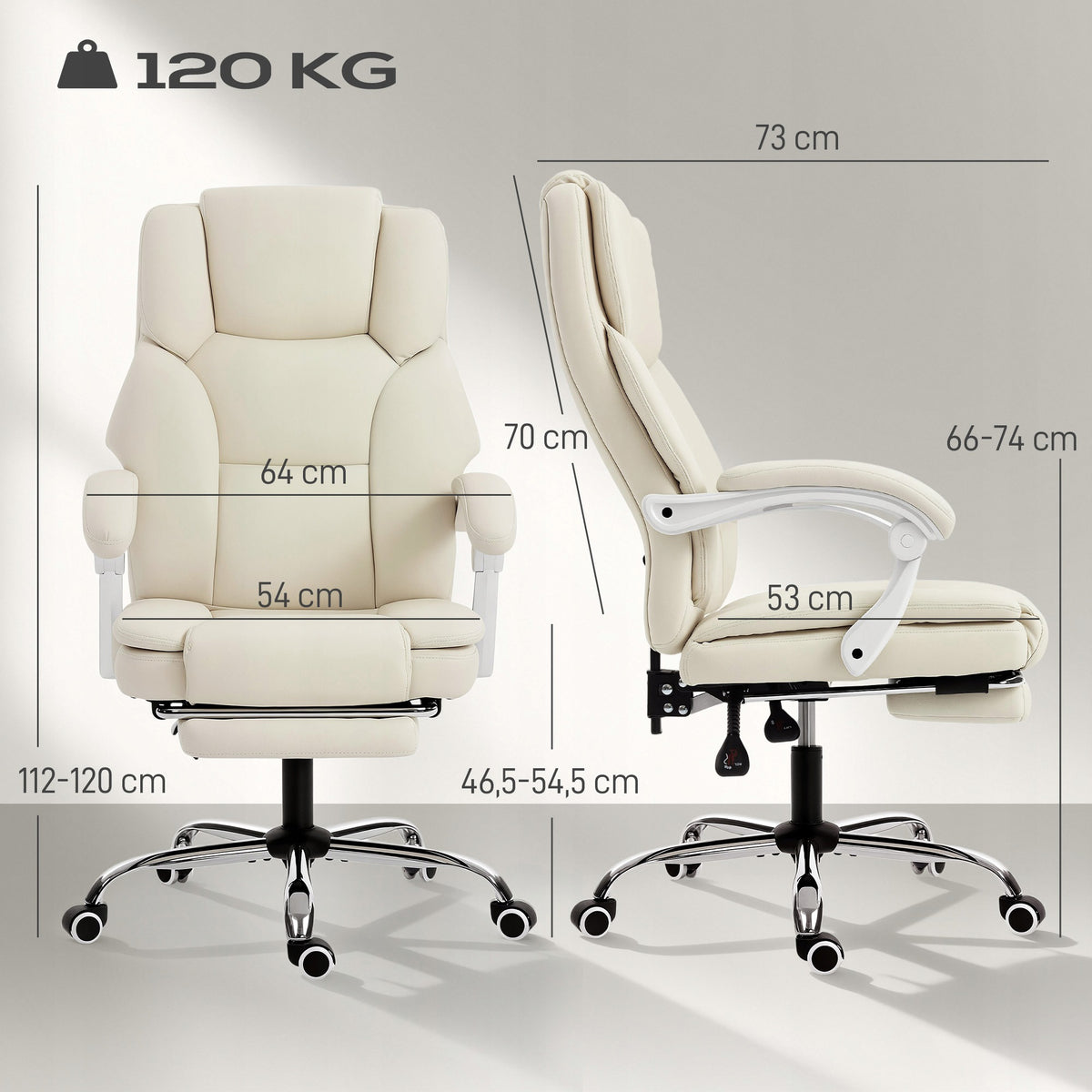 Office chair HOMCOM with reclining function, adjustable and swivel with footrest Packaging status original