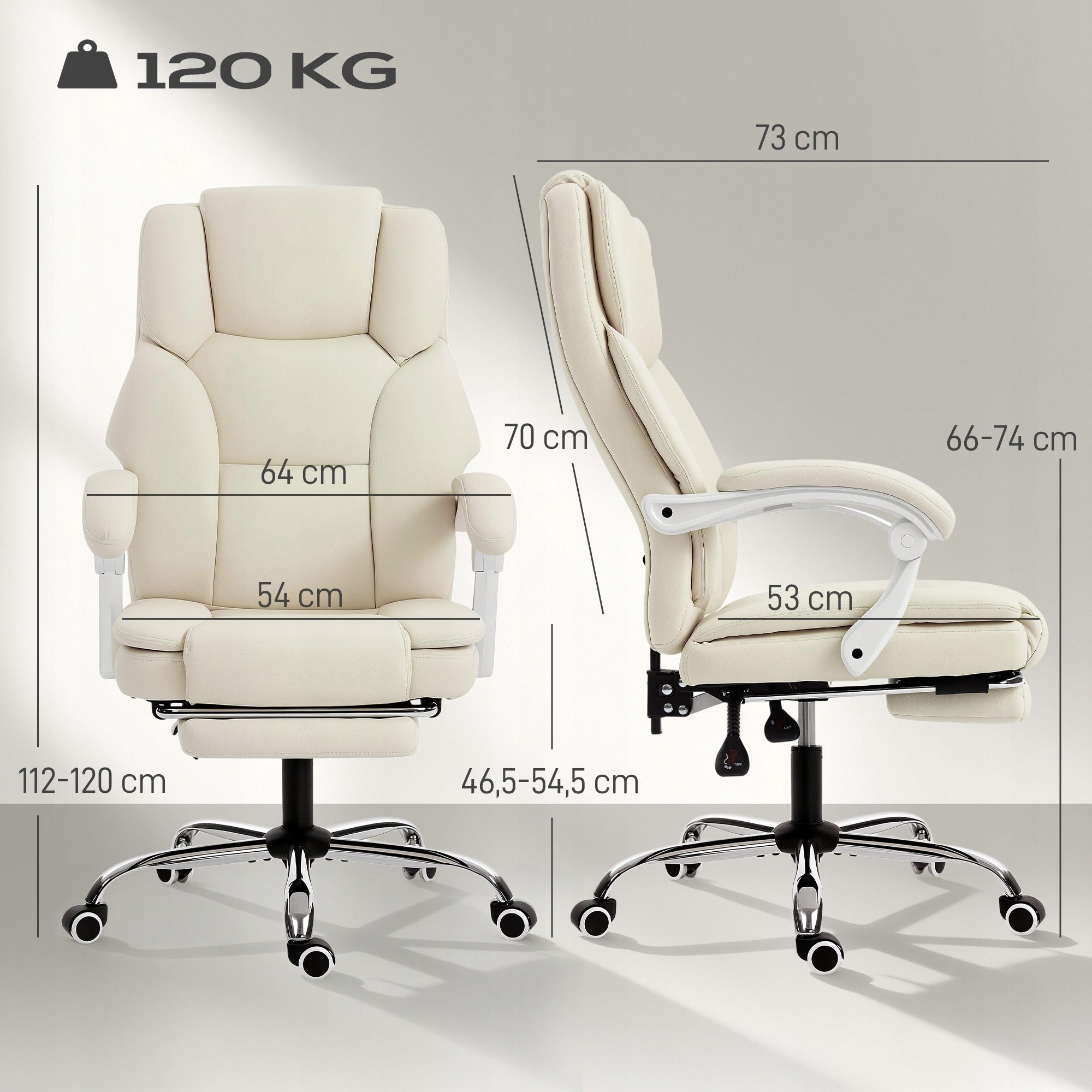 Office chair HOMCOM with reclining function, adjustable and swivel with footrest Packaging status original