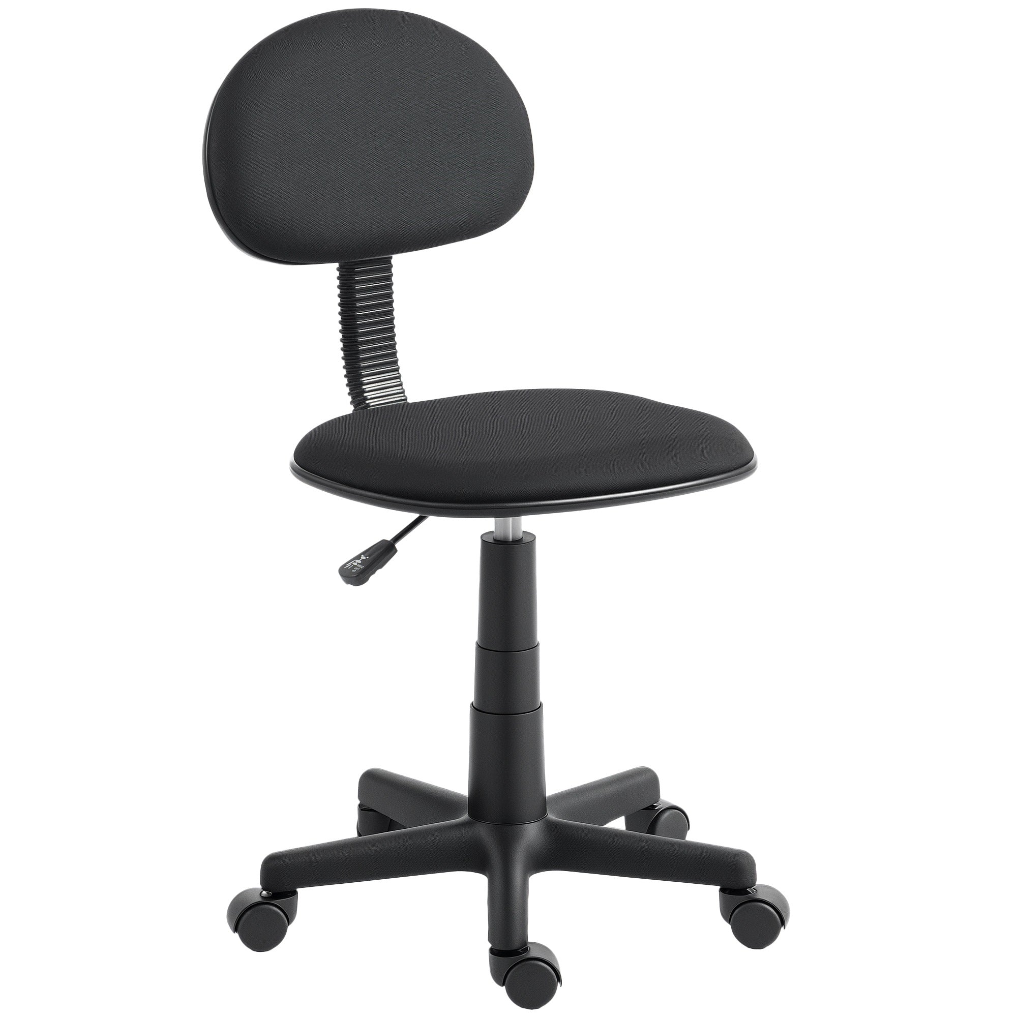 Office chair HOMCOM without armrests, adjustable, on wheels, black