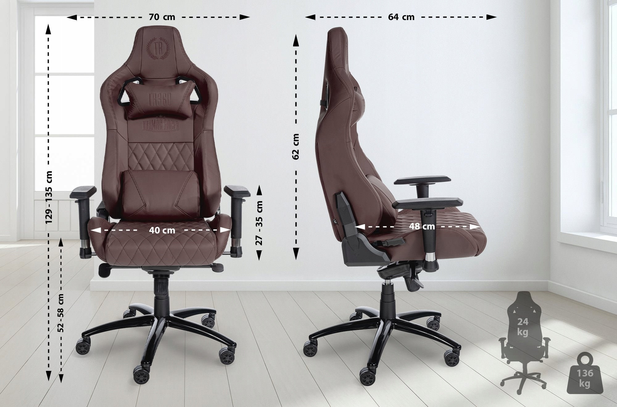 Office chair Keren genuine leather, brown Brand CLP