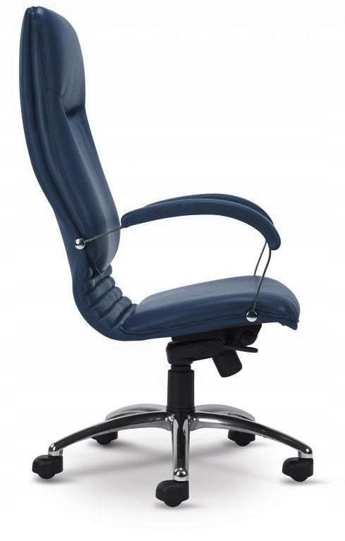 Office chair NOVA steel genuine leather Navy blue FRONT Manufacturer code NOVA_SP06