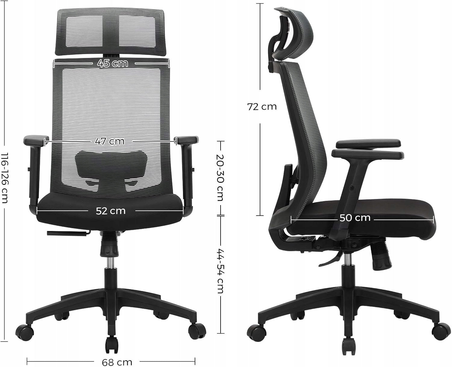 Office chair SONGMICS ergonomic mesh grey 120 kg Packaging status original