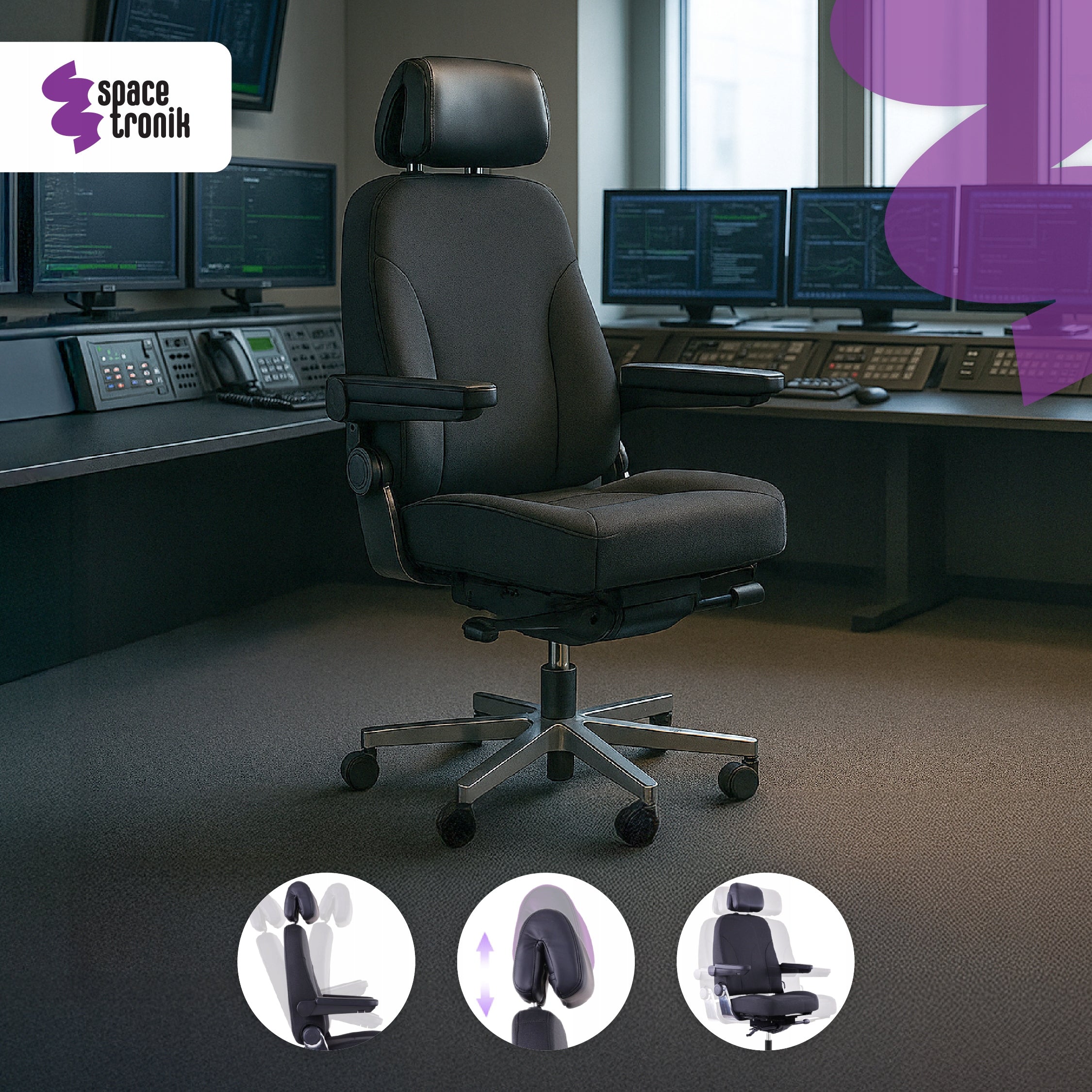 Office chair SUPER DURABLE Lifting capacity 200kg ADJUSTABLE ERGONOMIC black Packaging status original