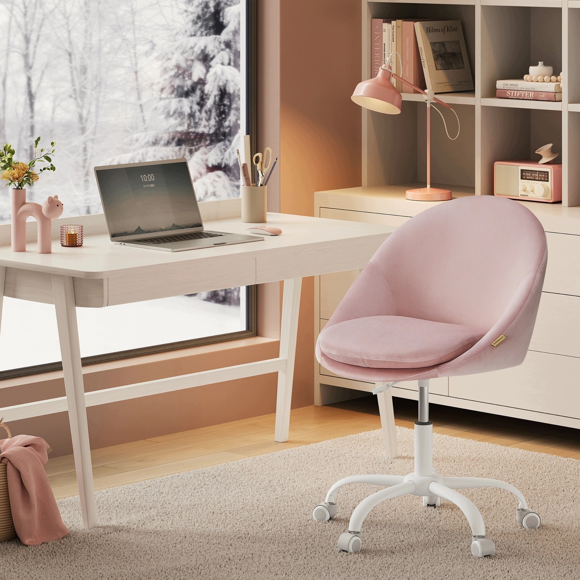 Office chair Swivel VELOUR on Wheels pink 110kg Spacetronik Packaging status original
