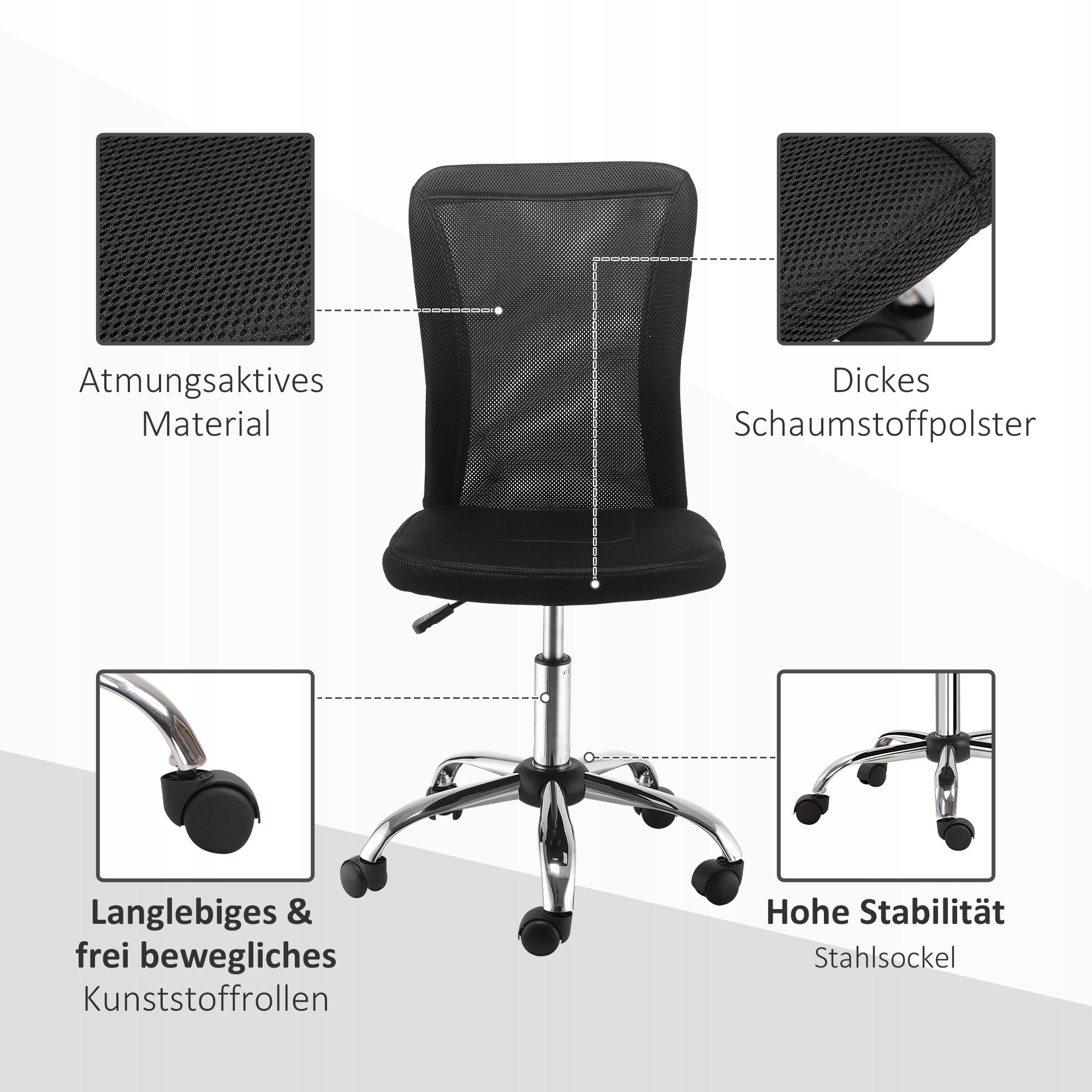 Office chair Vinsetto 921-226BK 43x58x100 cm black Brand Vinsetto