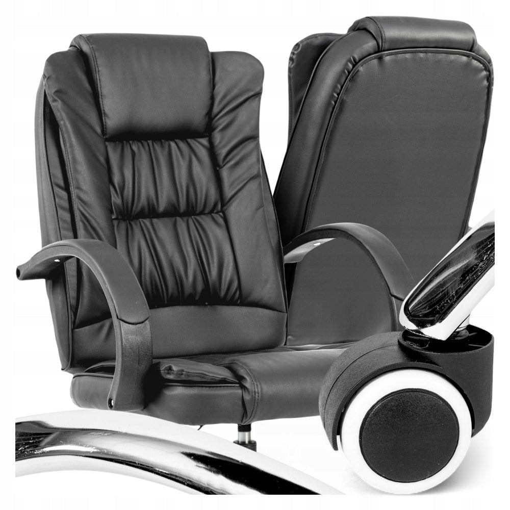 Office chair WITH MASSAGE black ROTATING base CHROME chair office +TILT!