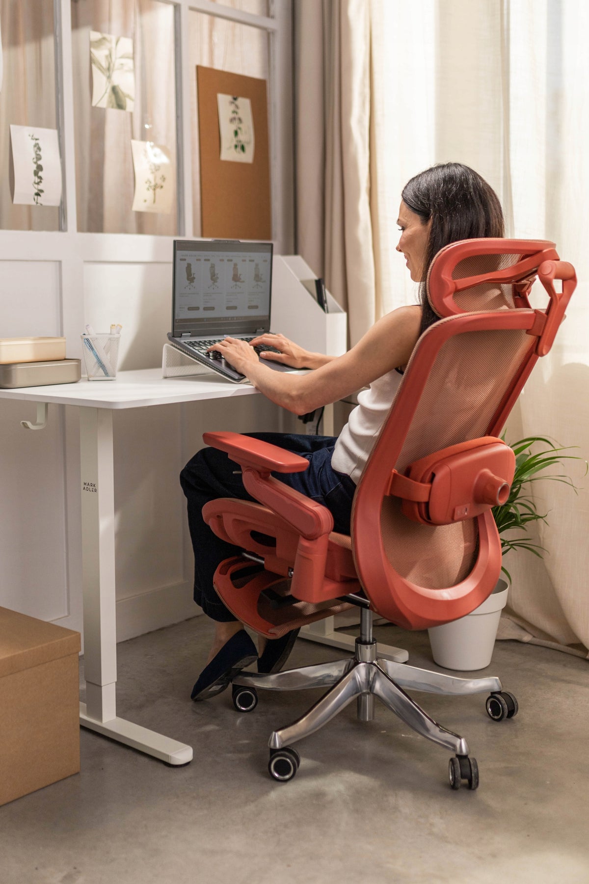 Office chair WITH MASSAGE swivel MARK ADLER red ergonomic footrest Packaging status original