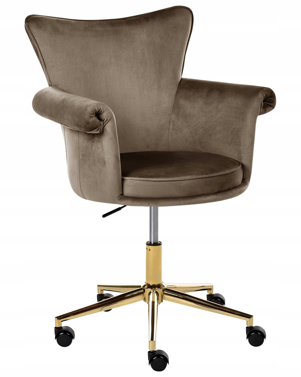 Office chair adjustable armchair rounded armrests brown