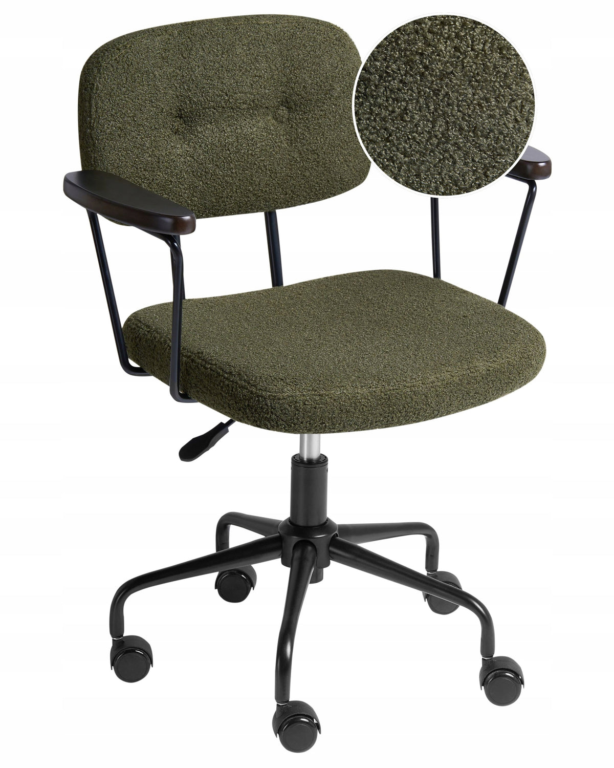 Office chair adjustable boucle dark green
