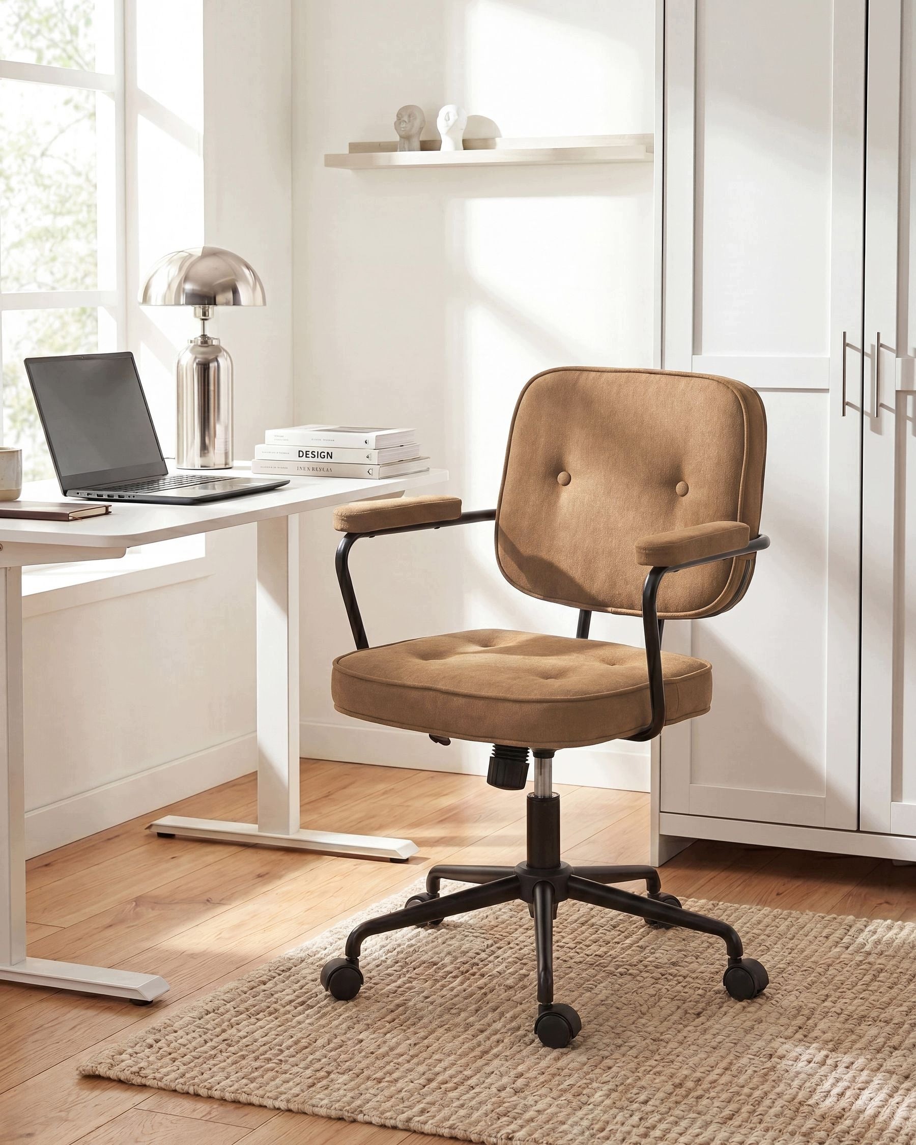 Office chair adjustable fabric light brown Packaging status original