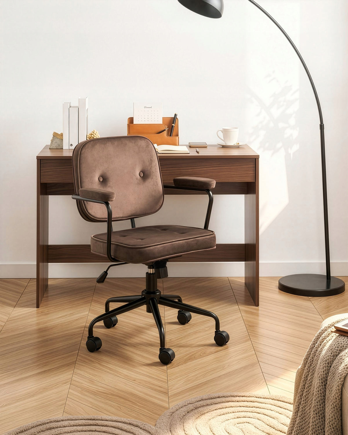Office chair adjustable velour brown Packaging status original