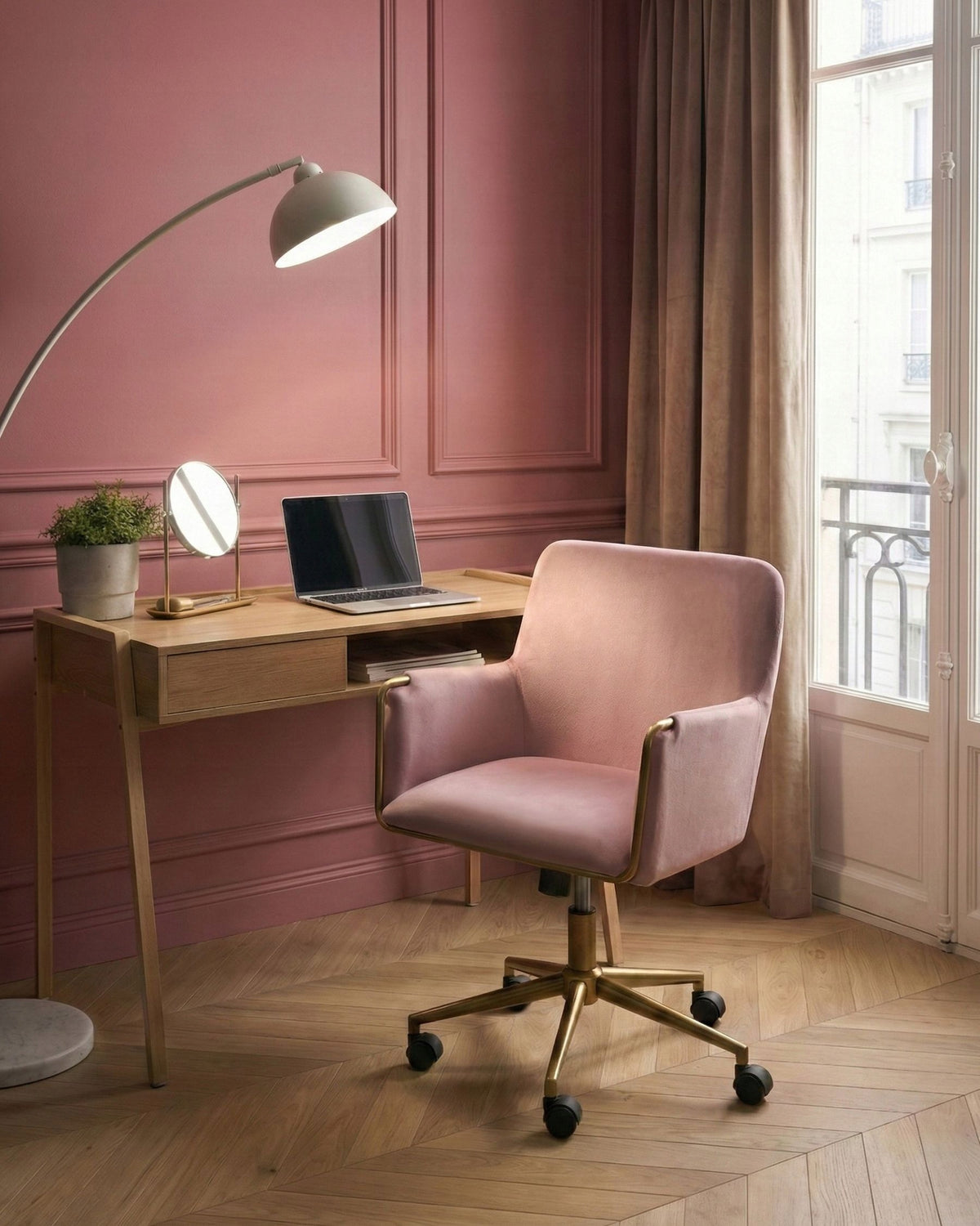 Office chair backrest velour pastel pink Packaging status original