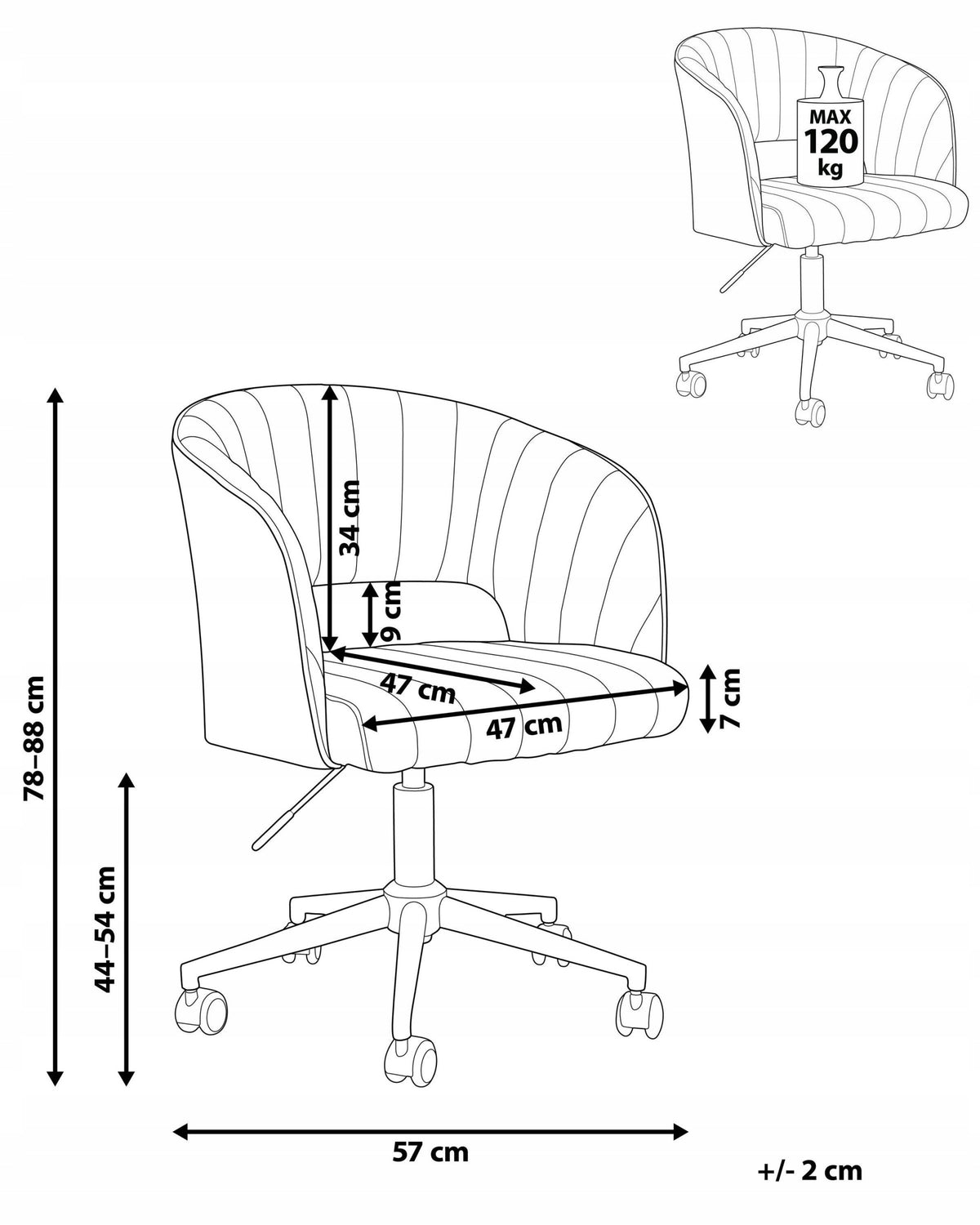 Office chair boucle on wheels adjustable height beige Medical device no