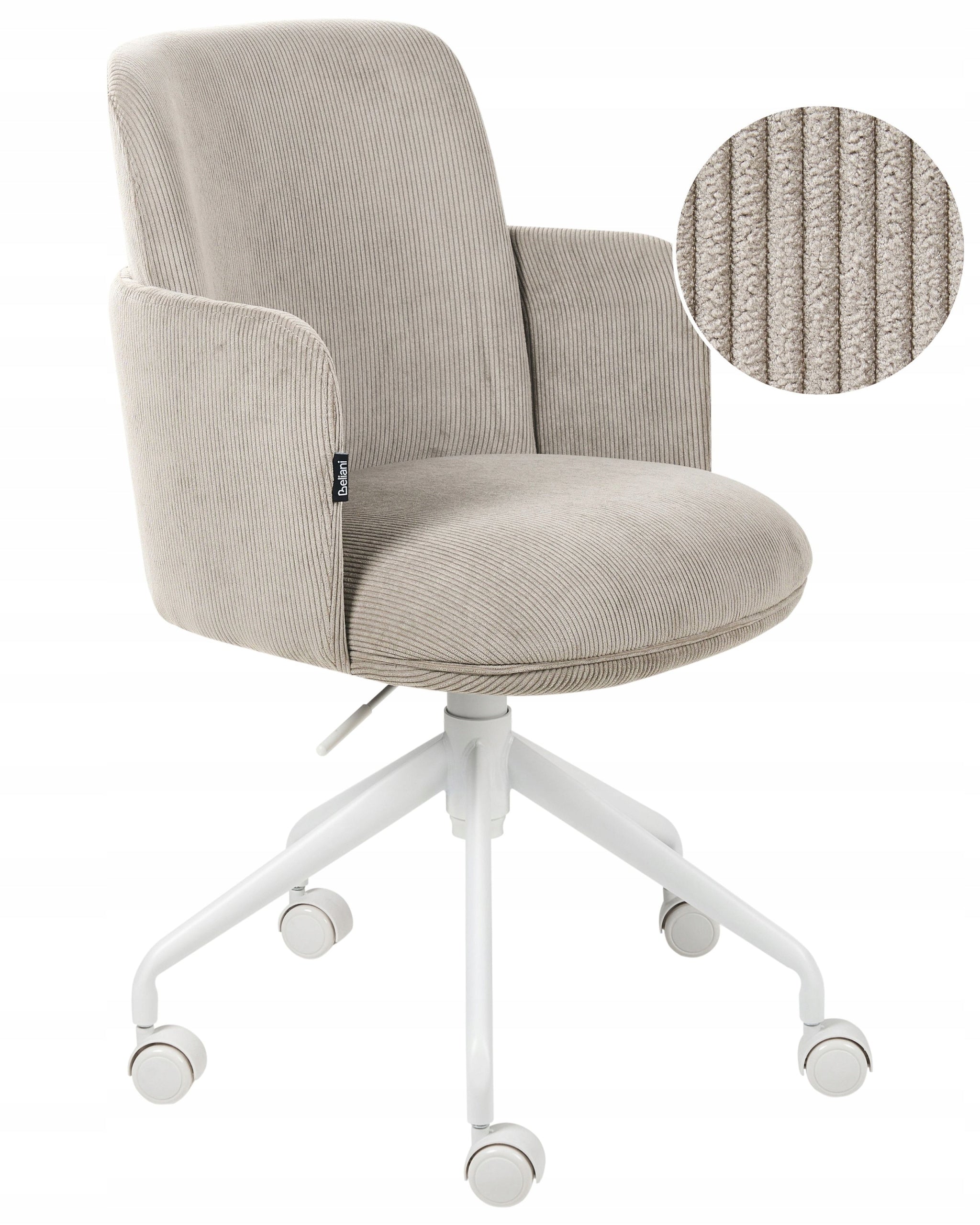 Office chair corduroy height adjustable swivel beige and gray