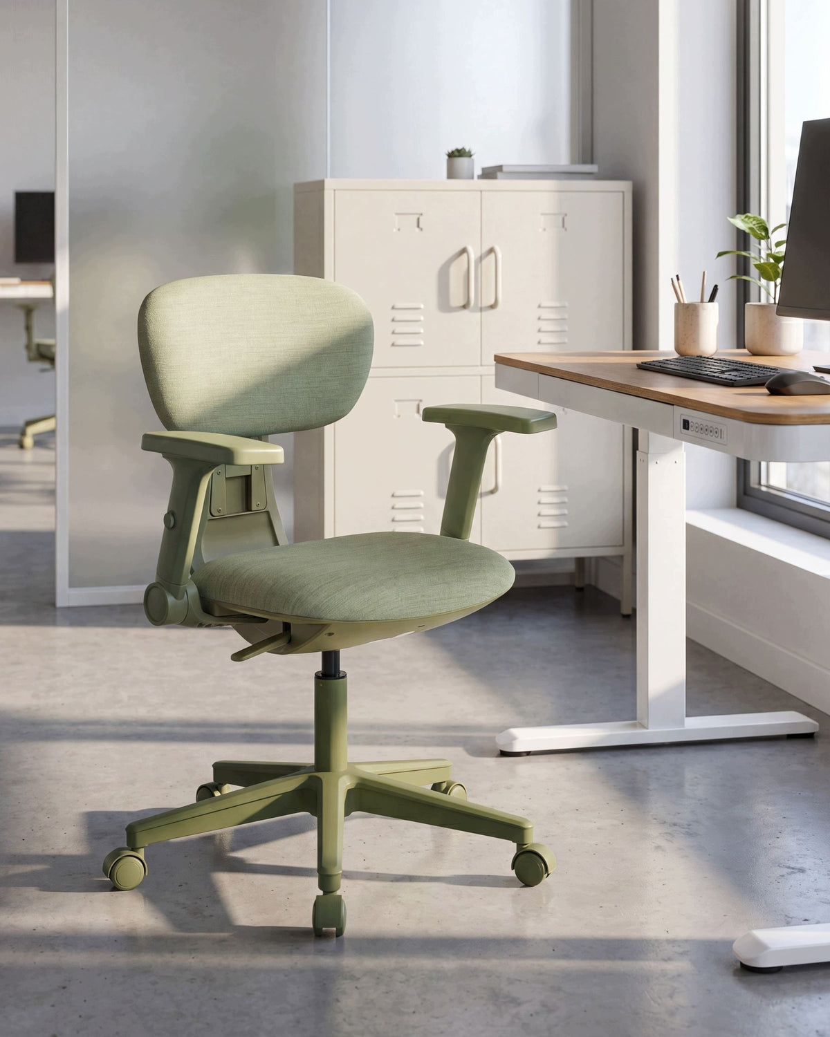 Office chair ergonomic adjustable backrest green Packaging status original