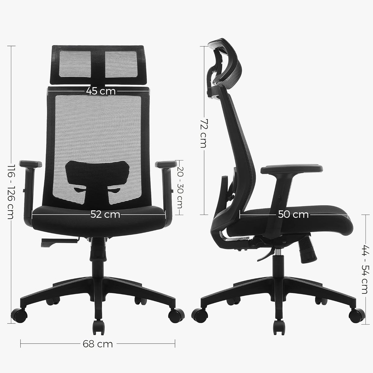 Office chair ergonomic seat rotation 360° headrest armrest black Manufacturer code OBN55BK