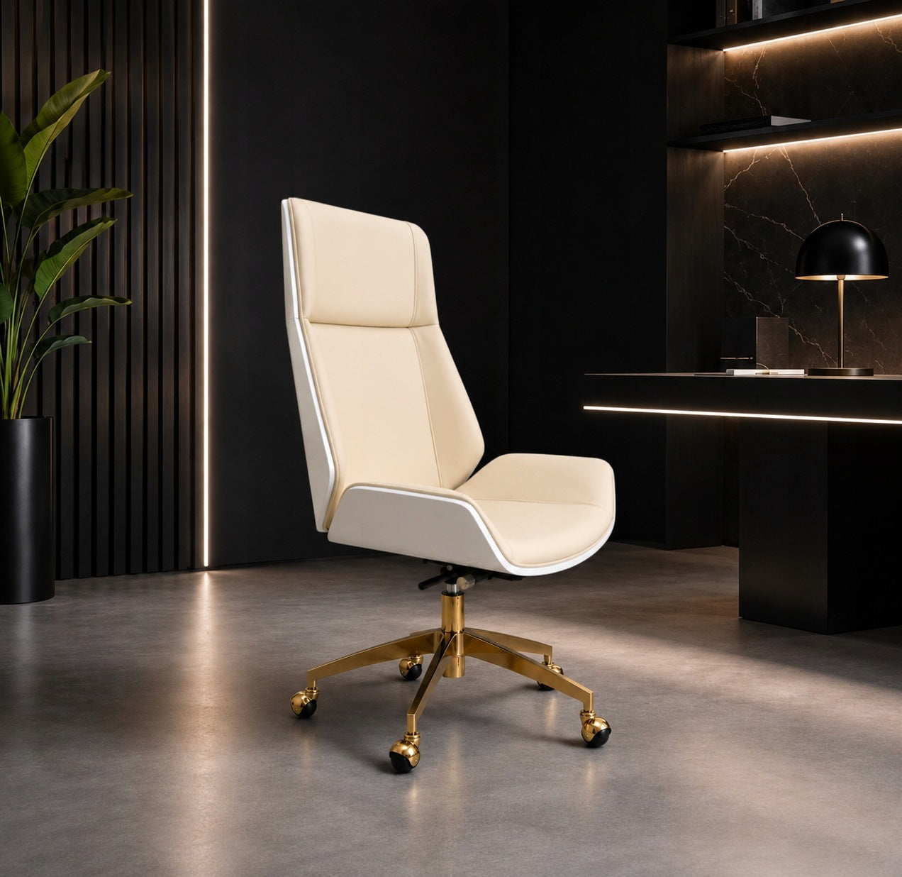 Office chair glamour beige with gold base Luxury Premium Brand no brand