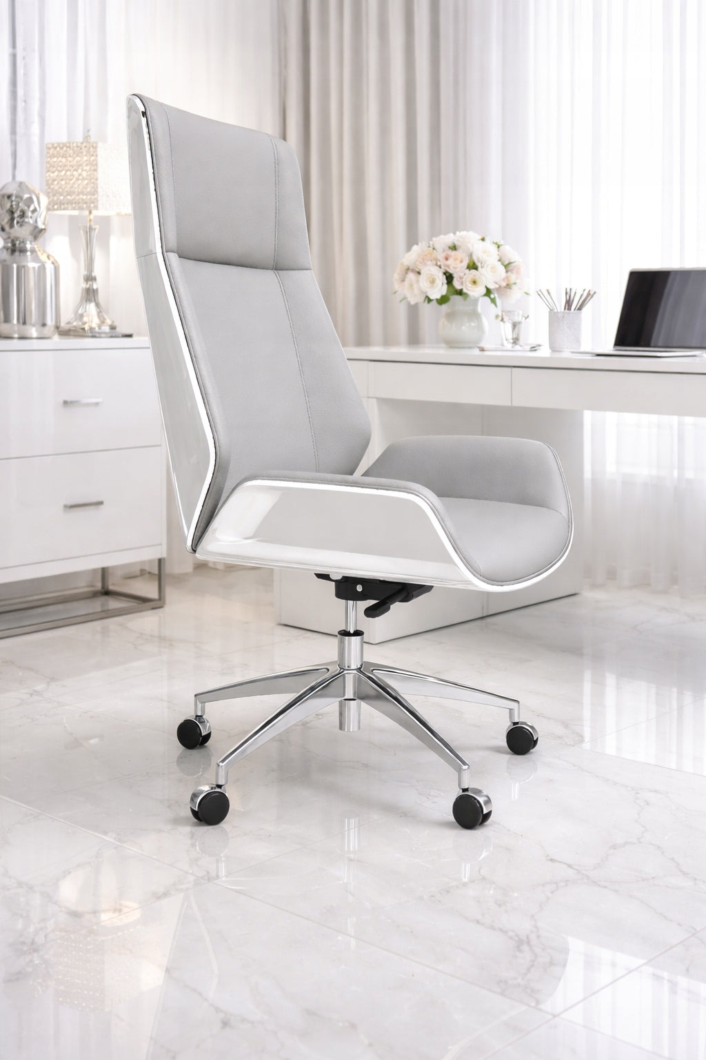 Office chair glamour white silver swivel, modern Manufacturer code 5905623680712