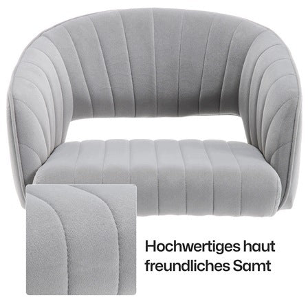 Office chair, grey, with velour upholstery, swivel 360°, 53*53*55 cm. Manufacturer code 8008192392868