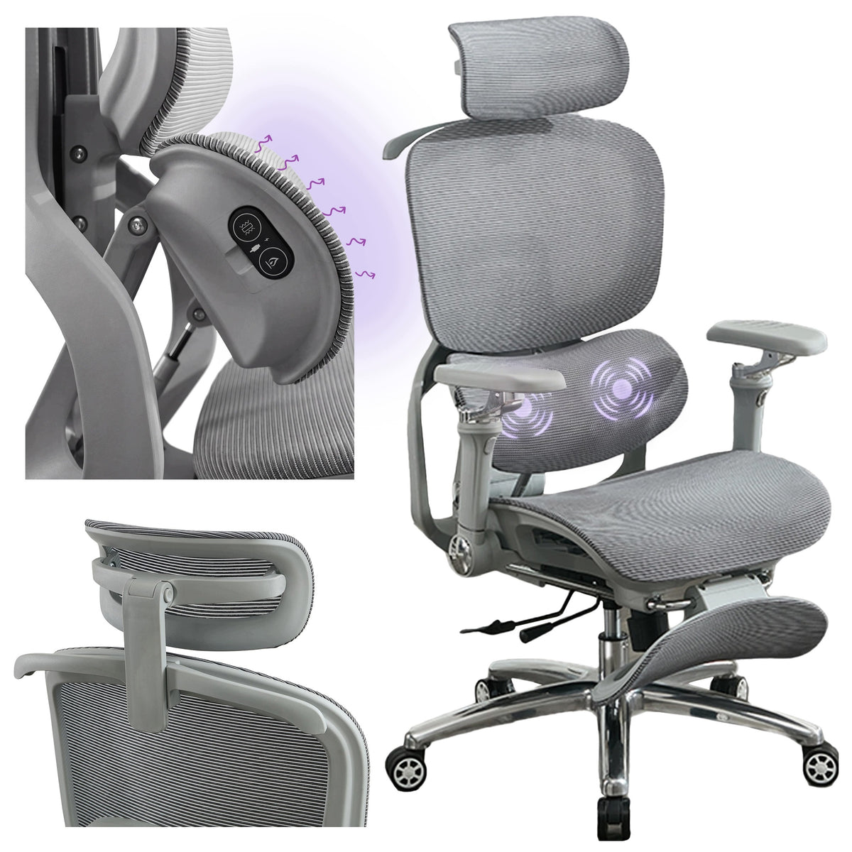 Office chair mesh on Wheels Rotary with FAN MASSAGE Spacetronik