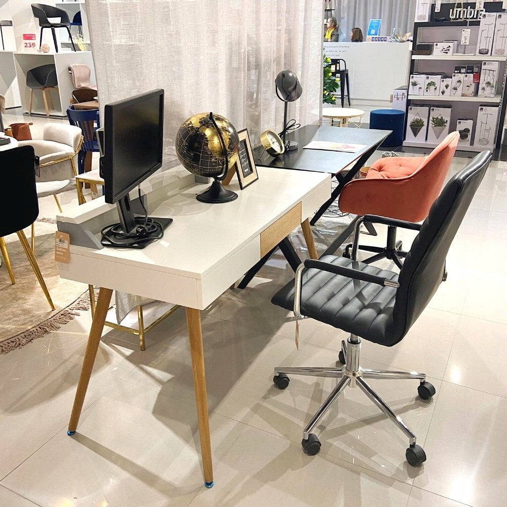 Office chair on wheels Winslow black leather Brand Actona